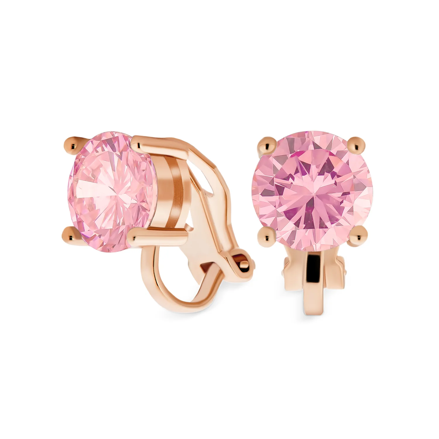 Traditional 2CT Round CZ Solitaire Clip-On Earrings - Gold Silver Non-Pierced 8MM - Image 7