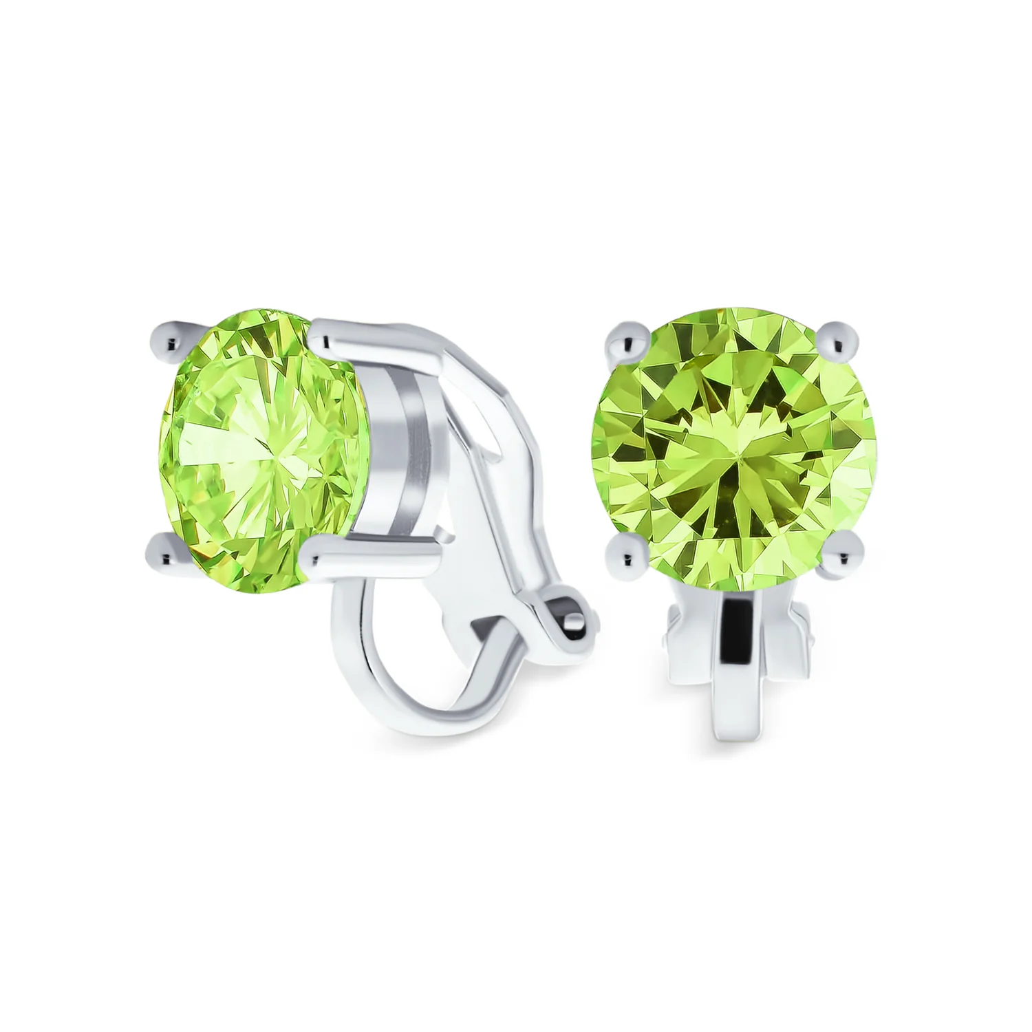 Traditional 2CT Round CZ Solitaire Clip-On Earrings - Gold Silver Non-Pierced 8MM - Image 9