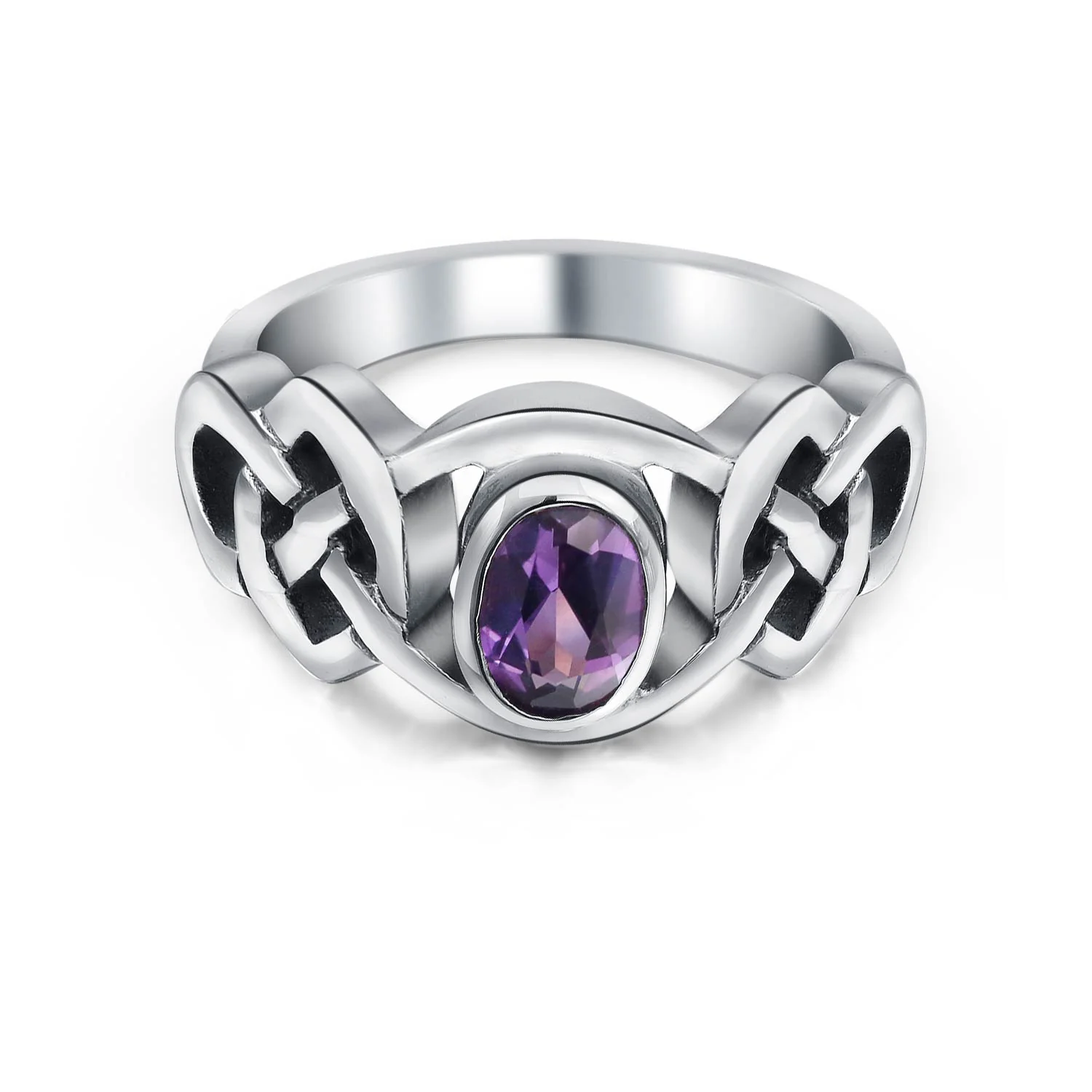 Celtic Purple Amethyst Trinity Love Knot Infinity Band Ring Sterling Silver - Image 2