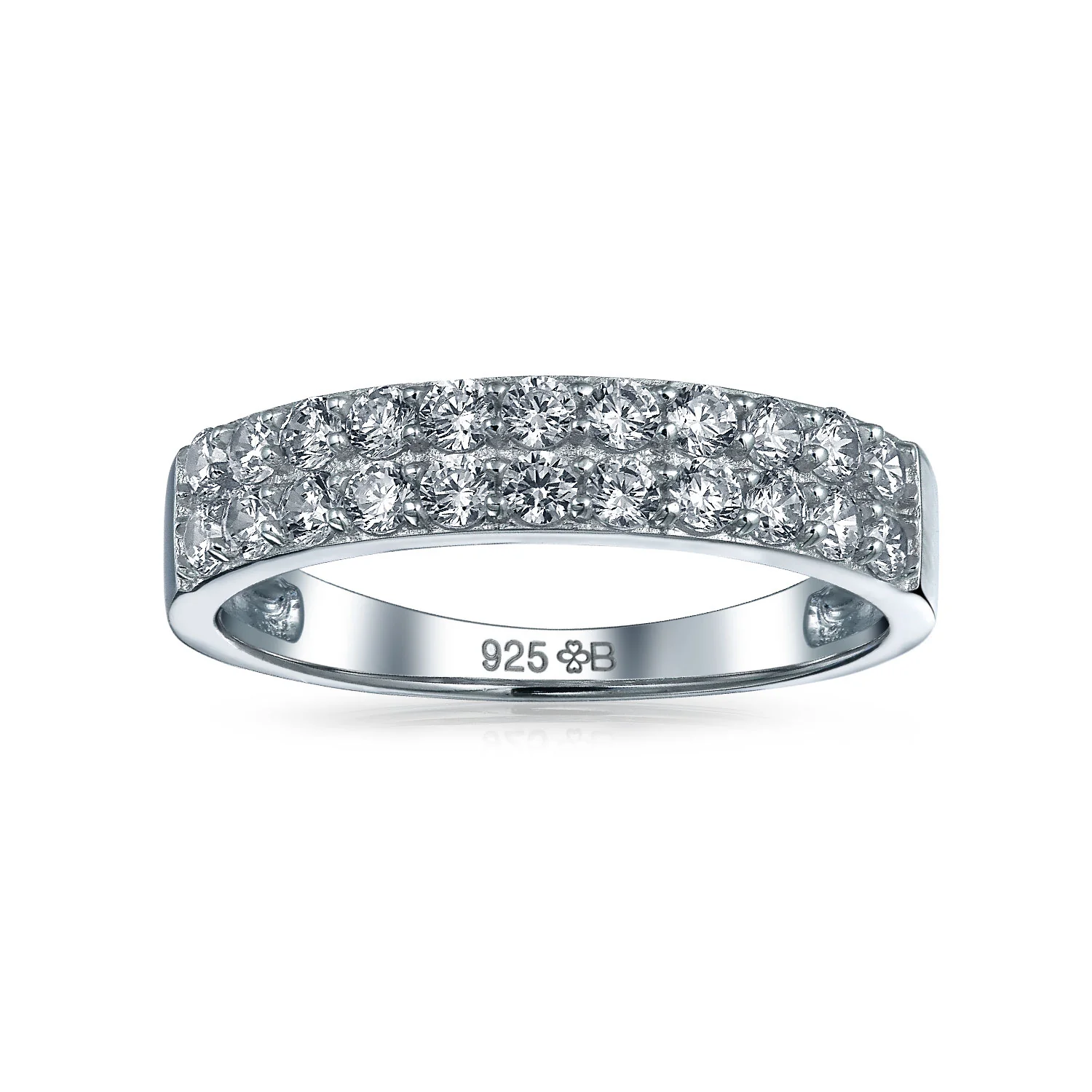 Cocktail Statement Ring: Micro Pave CZ Stackable Wedding Band in Sterling Silver - Image 3