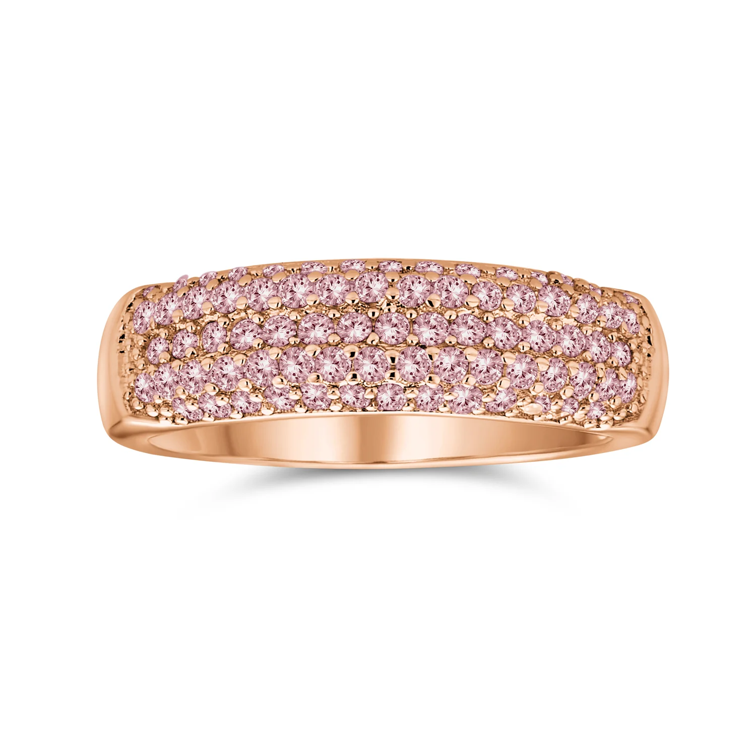 Micro Pave Pink Cubic Zirconia Cocktail Statement Ring Rose Gold Sterling Silver - Image 3