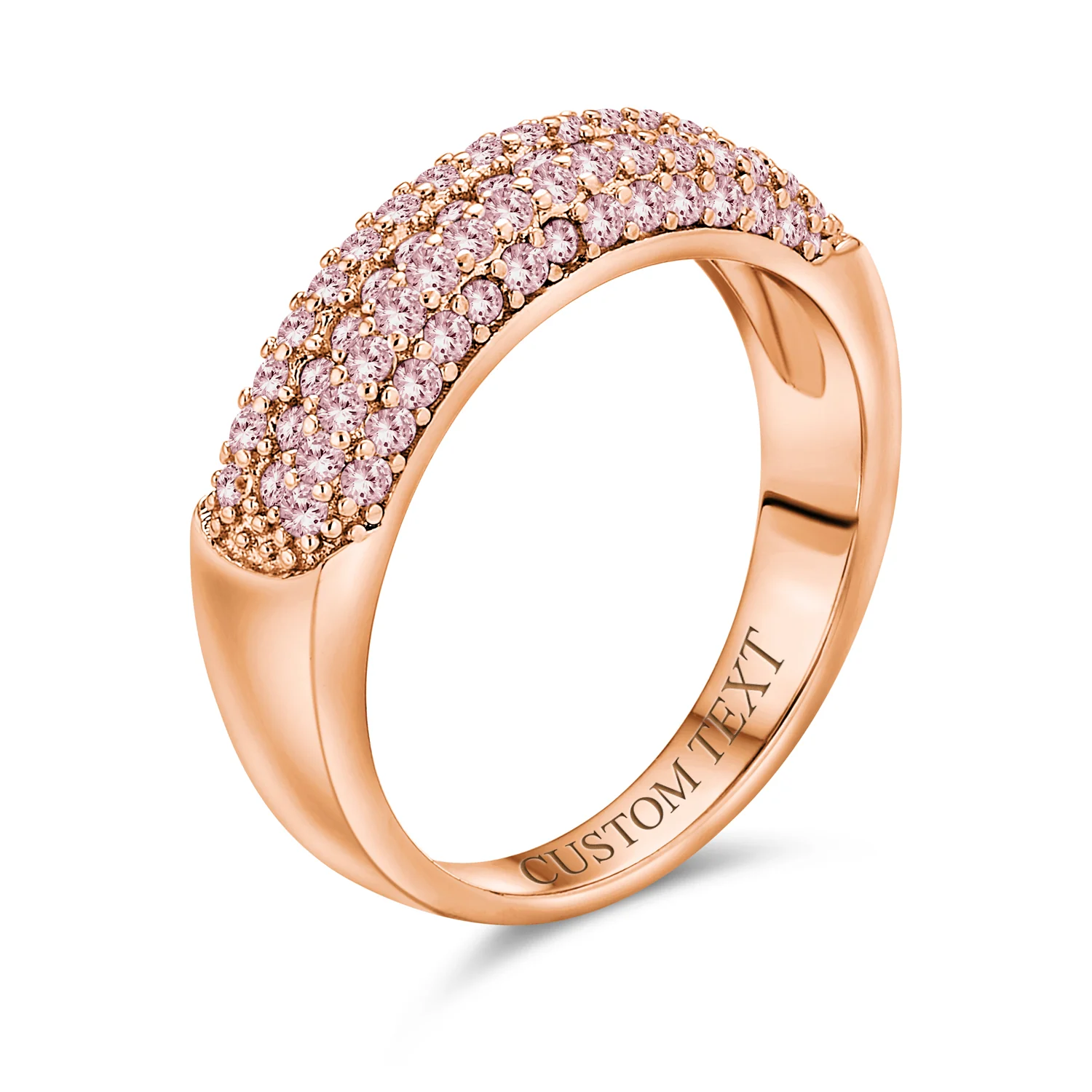 Micro Pave Pink Cubic Zirconia Cocktail Statement Ring Rose Gold Sterling Silver - Image 5