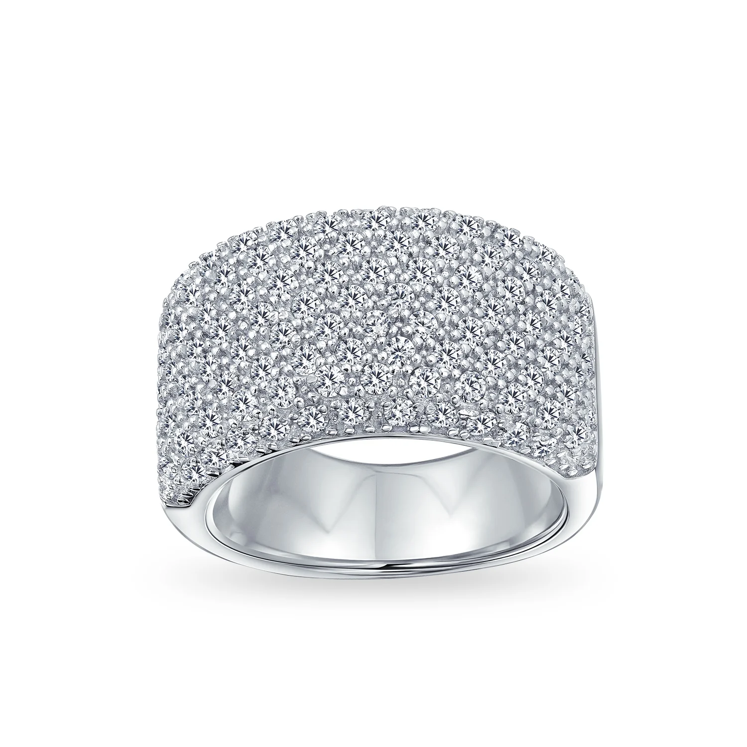Micro Pave CZ Cubic Zirconia Wide 1/2 Eternity Band Ring Rose Gold Vermeil .925 Sterling Silver