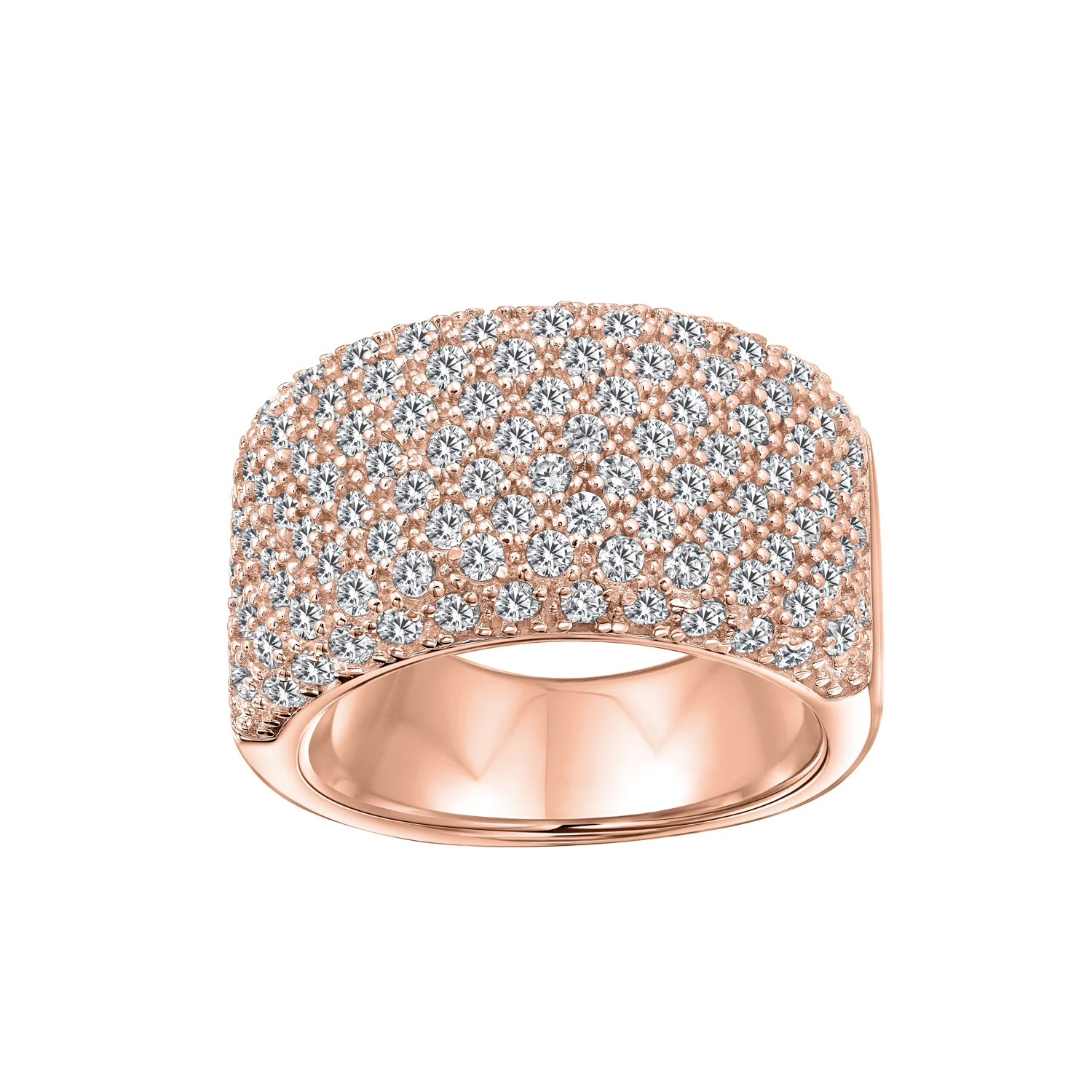 Micro Pave CZ Cubic Zirconia Wide 1/2 Eternity Band Ring Rose Gold Vermeil .925 Sterling Silver - Image 2