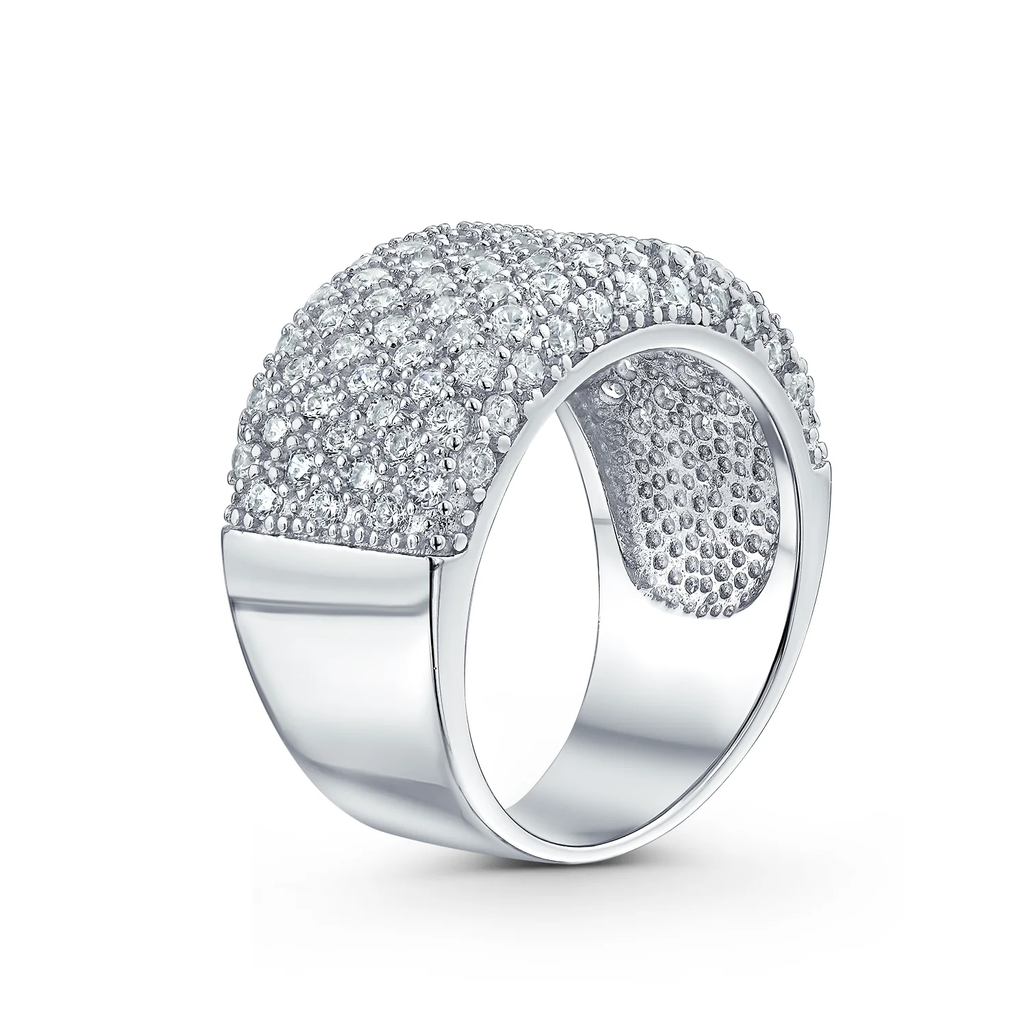 Micro Pave CZ Cubic Zirconia Wide 1/2 Eternity Band Ring Rose Gold Vermeil .925 Sterling Silver - Image 3