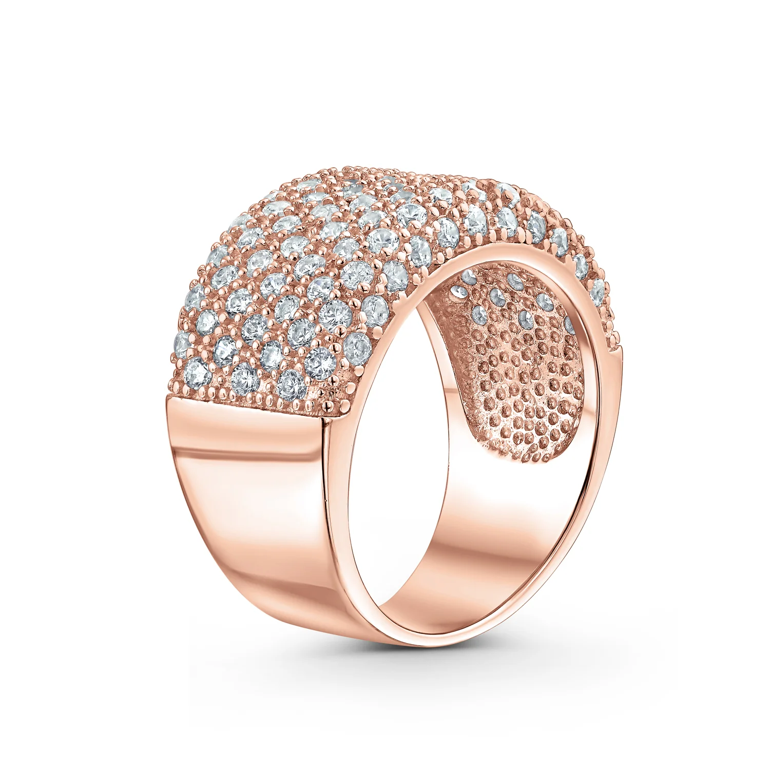 Micro Pave CZ Cubic Zirconia Wide 1/2 Eternity Band Ring Rose Gold Vermeil .925 Sterling Silver - Image 4