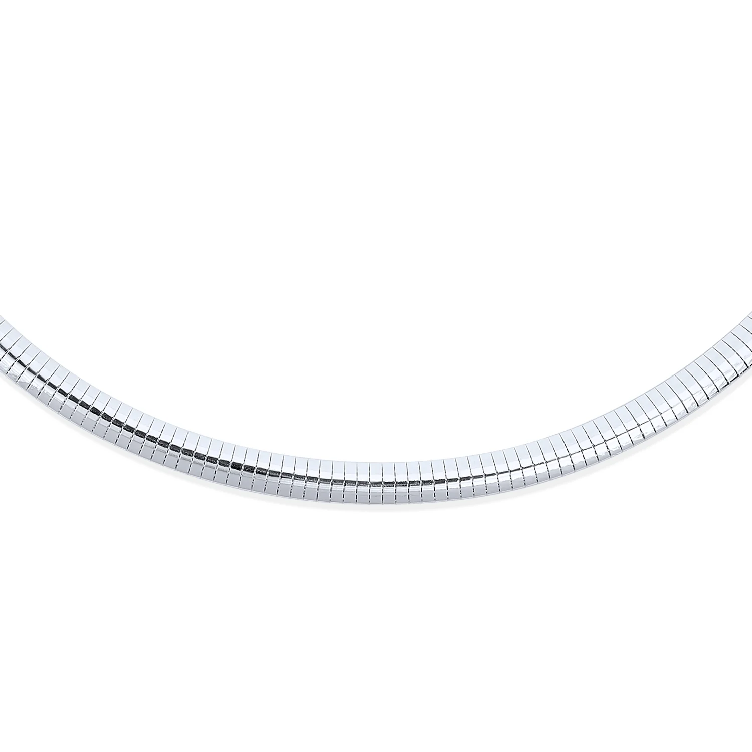 Contoured 6mm Snake Flexible Omega Chain .925 Sterling Silver Choker Collar Necklace 16 Inch - Image 2