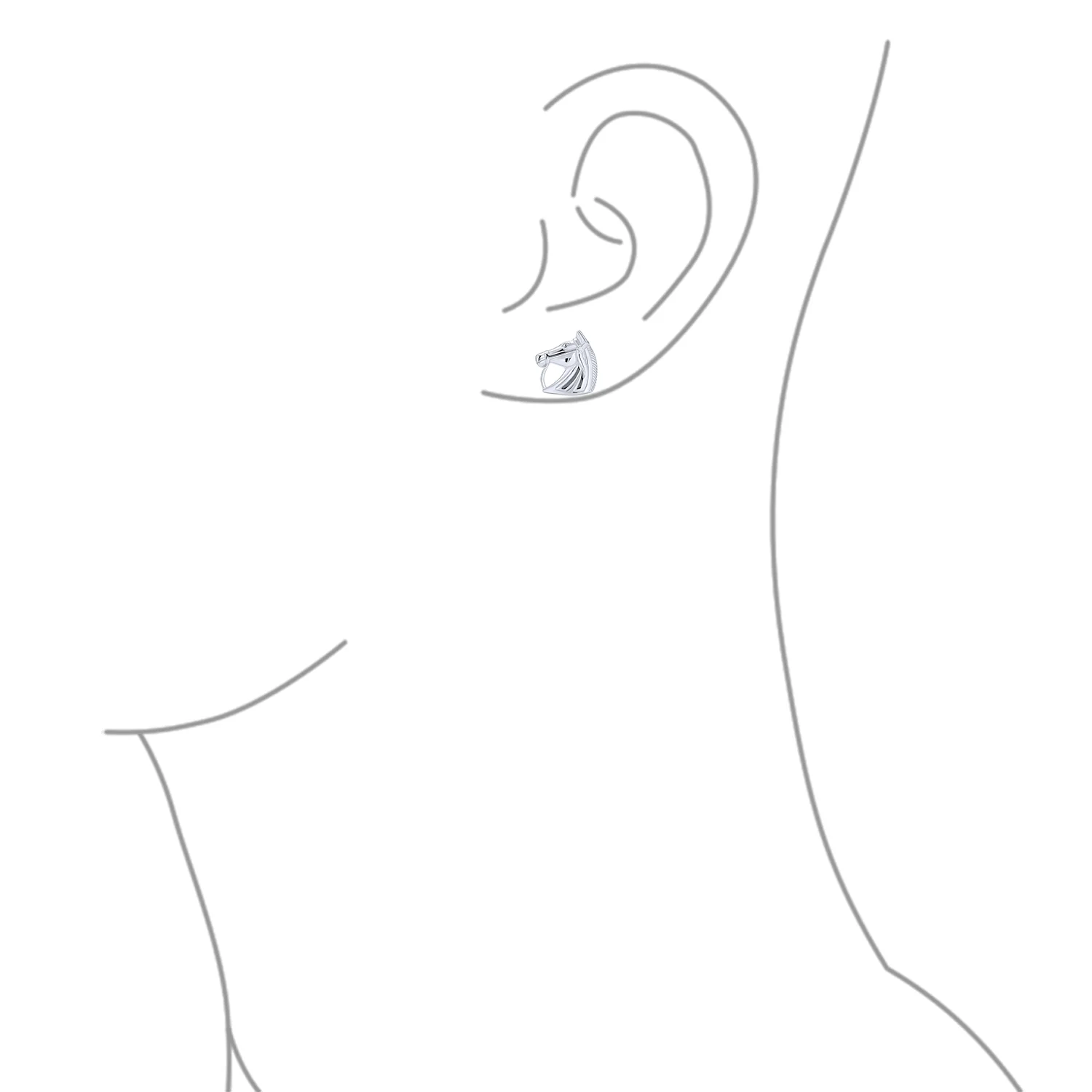 Cowgirl Equestrian Horse-Head Stud Earrings Sterling Silver Western Jewelry - Image 3