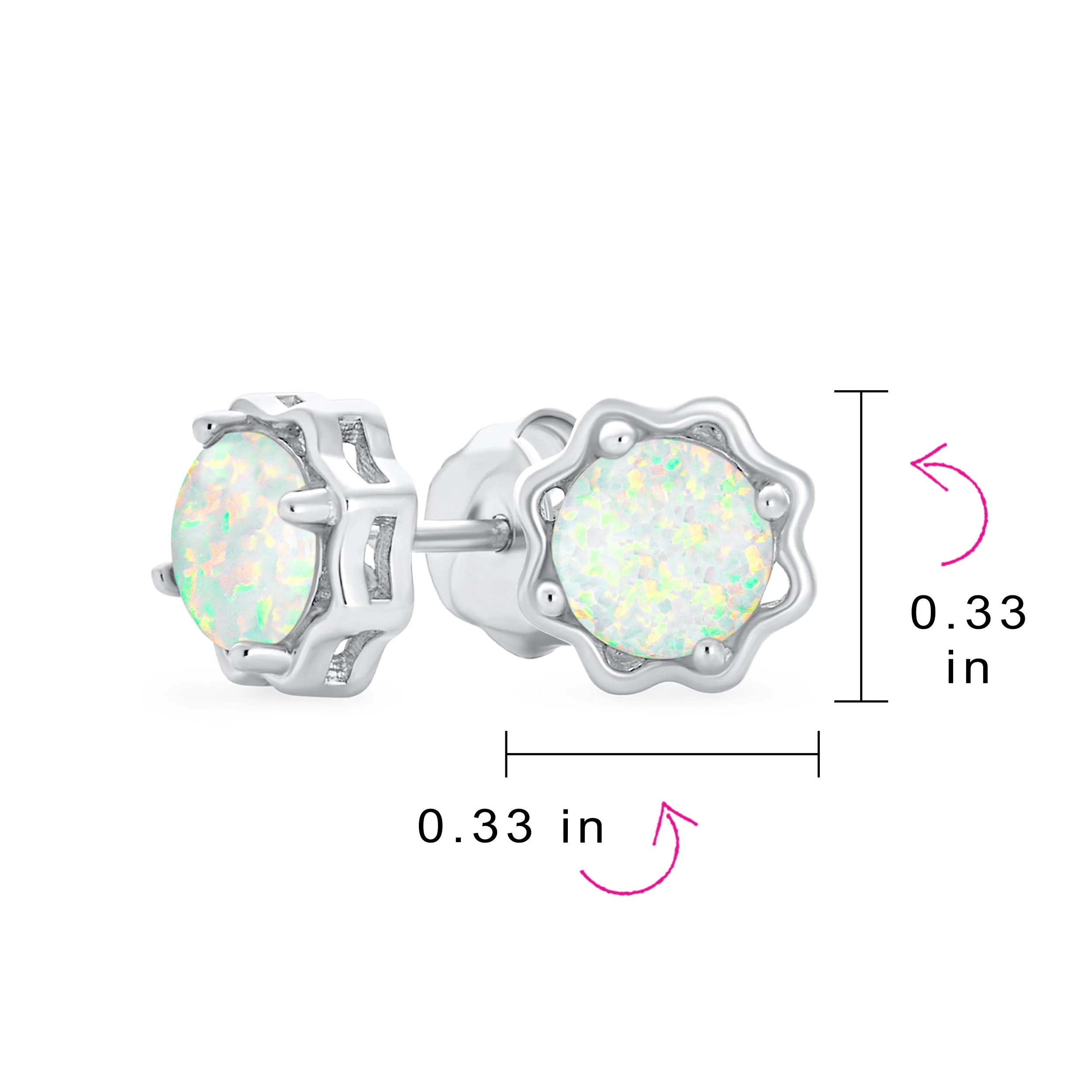 1.5 CT Flower Basket Set Solitaire Create White Opal Stud Earrings .925 Sterling Silver - Image 4
