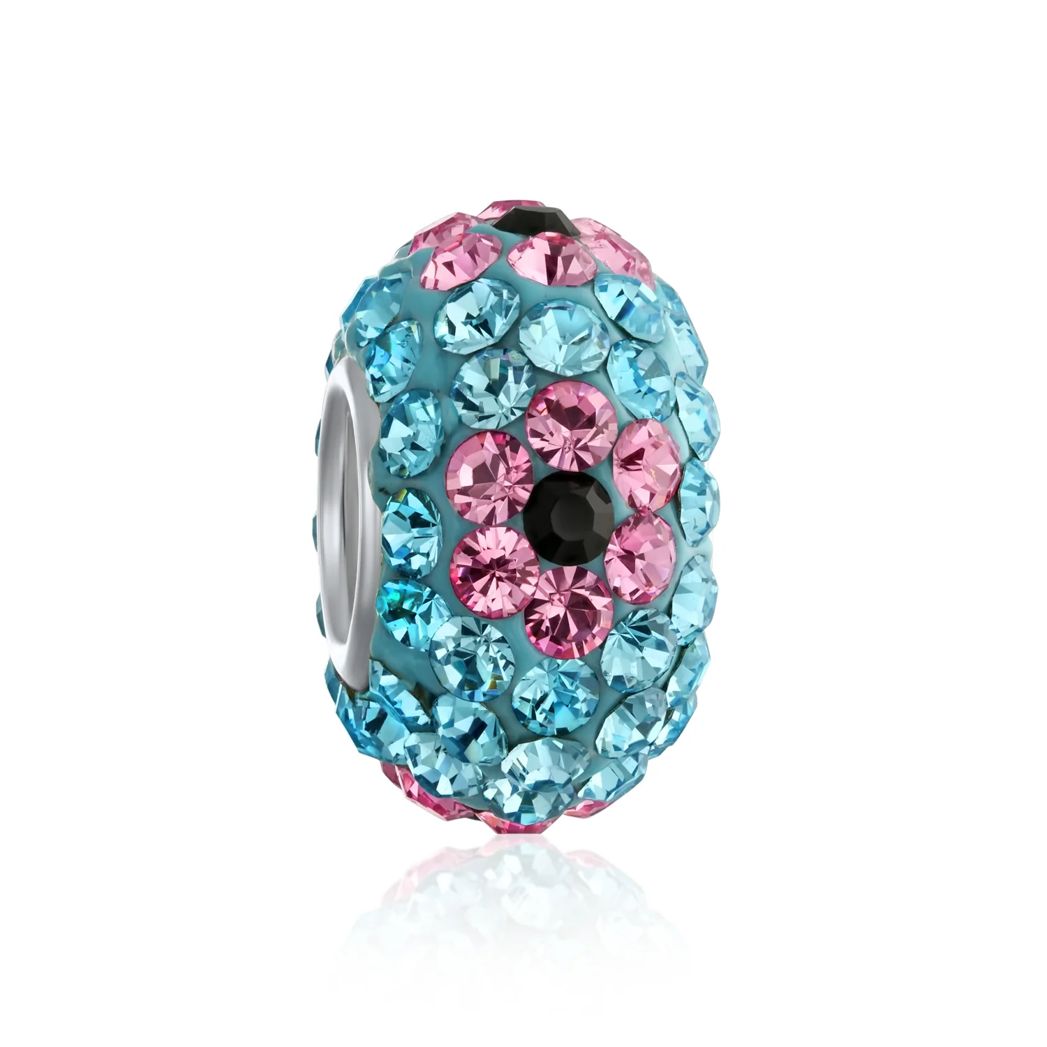 Flower Spring Crystal Spacer Bead Core Sterling Silver Fits European Bracelet