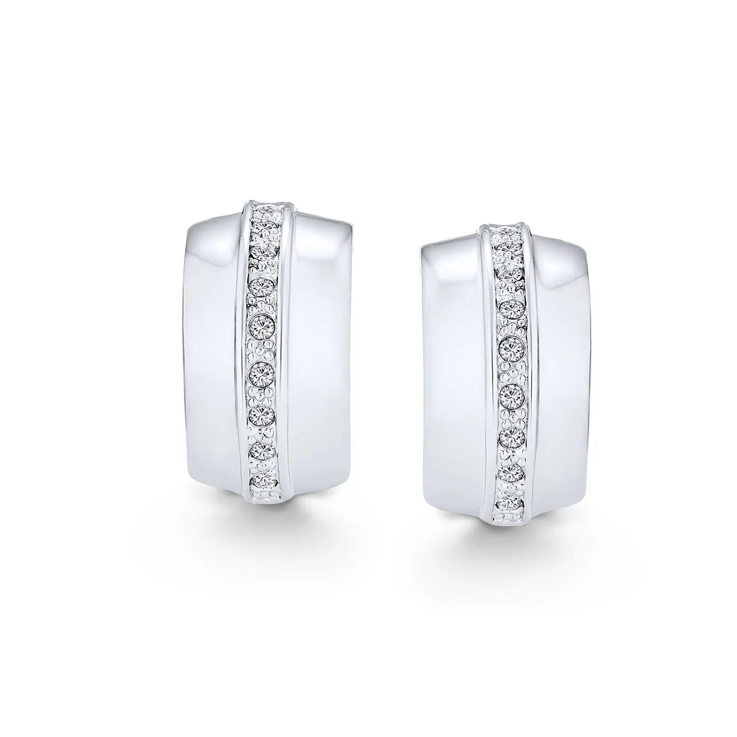 Fashion 1 Row Crystal Wide Half Hoop Clip On Earrings Non Pierced Ears - Image 2