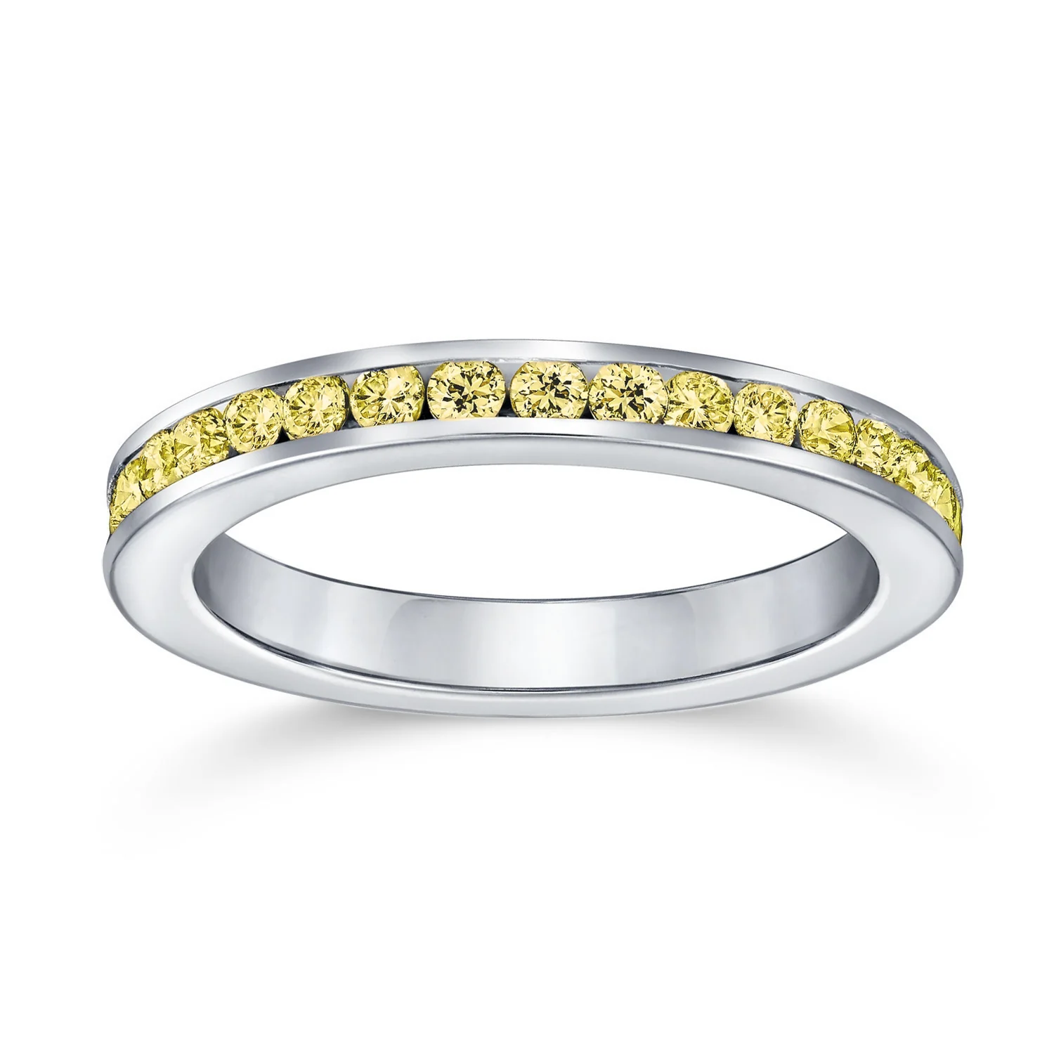 Cubic Zirconia Thin Stackable CZ Channel Set Eternity Band Ring Sterling Silver - Image 44
