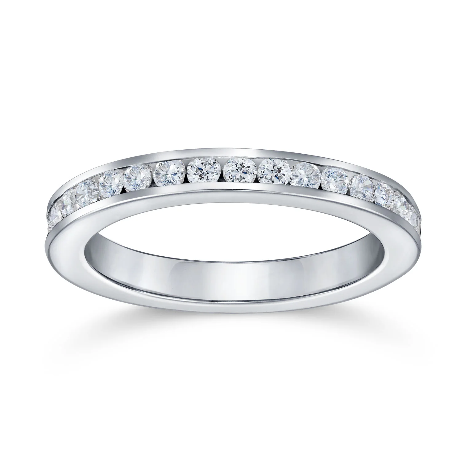 Cubic Zirconia Thin Stackable CZ Channel Set Eternity Band Ring Sterling Silver - Image 45