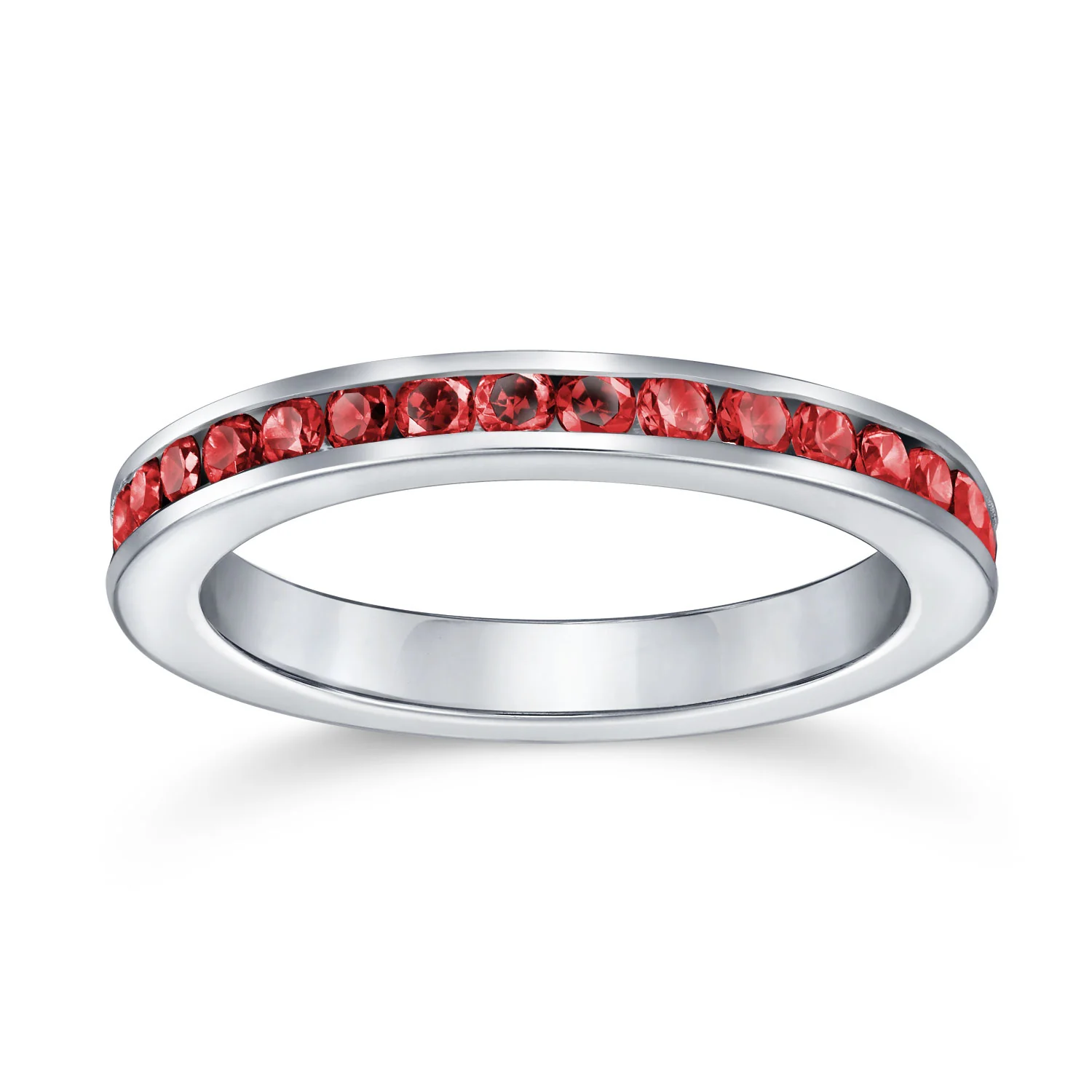 Cubic Zirconia Thin Stackable CZ Channel Set Eternity Band Ring Sterling Silver - Image 47