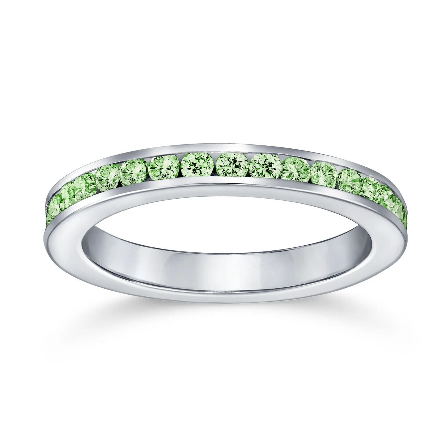 Cubic Zirconia Thin Stackable CZ Channel Set Eternity Band Ring Sterling Silver - Image 48