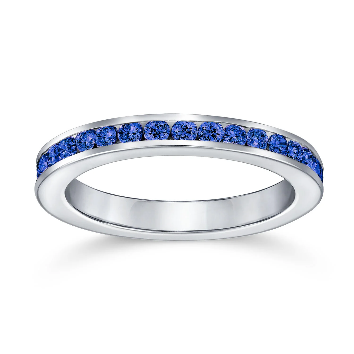 Cubic Zirconia Thin Stackable CZ Channel Set Eternity Band Ring Sterling Silver - Image 50