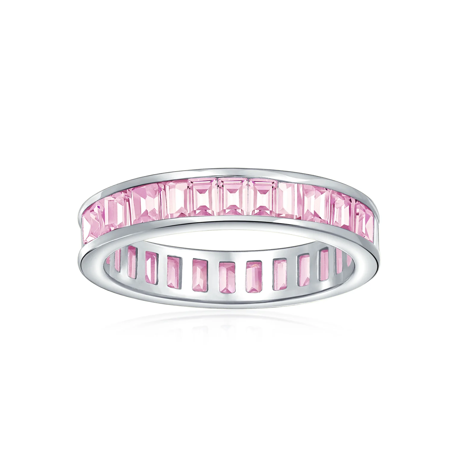 Cubic Zirconia Cocktail Statement Ring: Emerald Cut Baguette CZ Eternity Band - Image 10