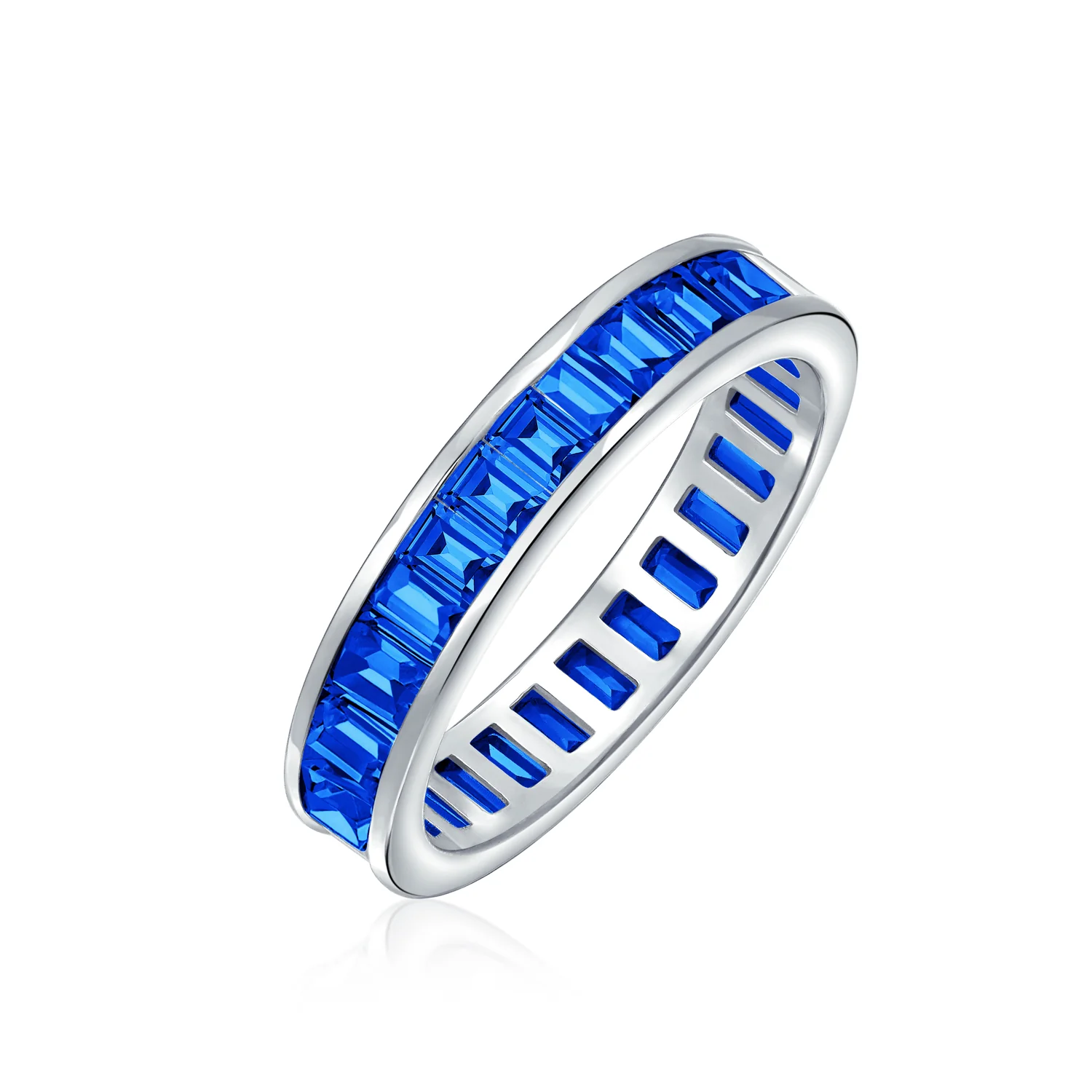 Cubic Zirconia Cocktail Statement Ring: Emerald Cut Baguette CZ Eternity Band - Image 5