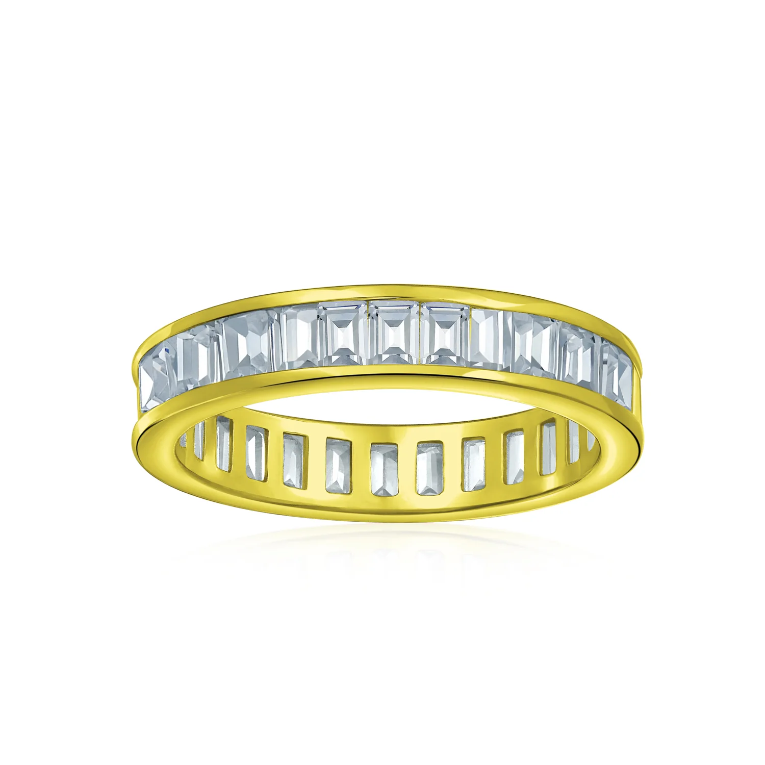 Cubic Zirconia Cocktail Statement Ring: Emerald Cut Baguette CZ Eternity Band - Image 7
