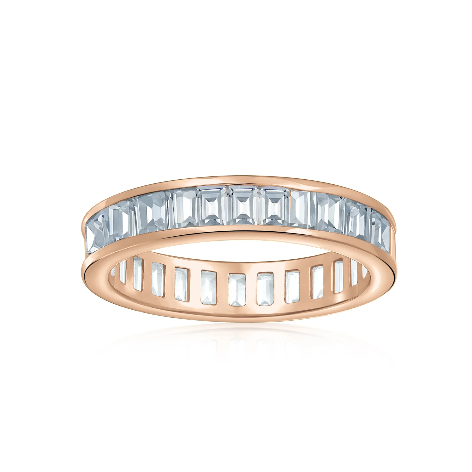 Cubic Zirconia Cocktail Statement Ring: Emerald Cut Baguette CZ Eternity Band - Image 8