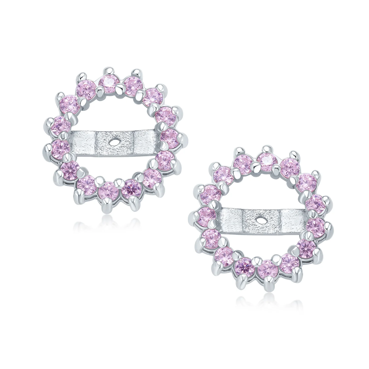 Removable CZ Cubic Zirconia Halo Earring Jackets for Studs .925 Sterling Silver - Image 14