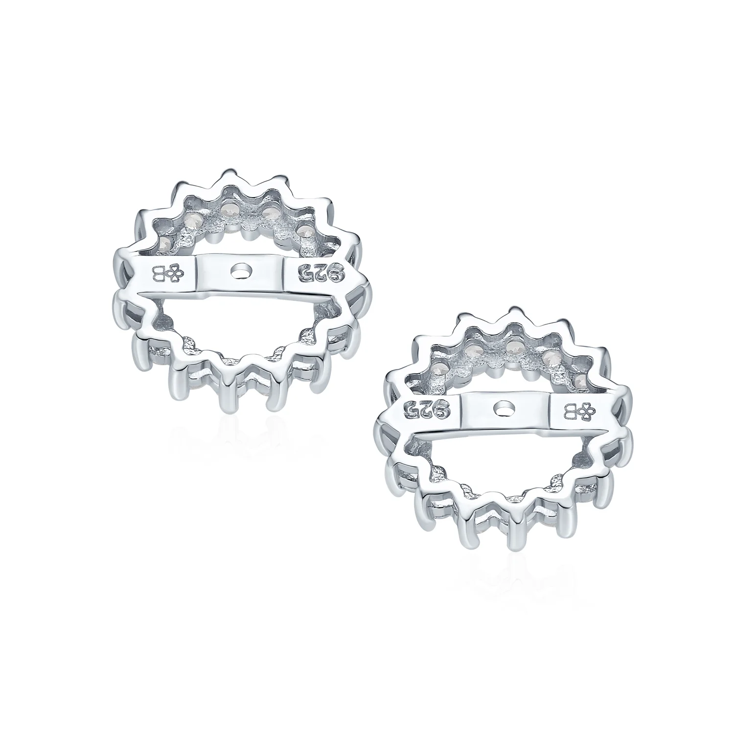 Removable CZ Cubic Zirconia Halo Earring Jackets for Studs .925 Sterling Silver - Image 15