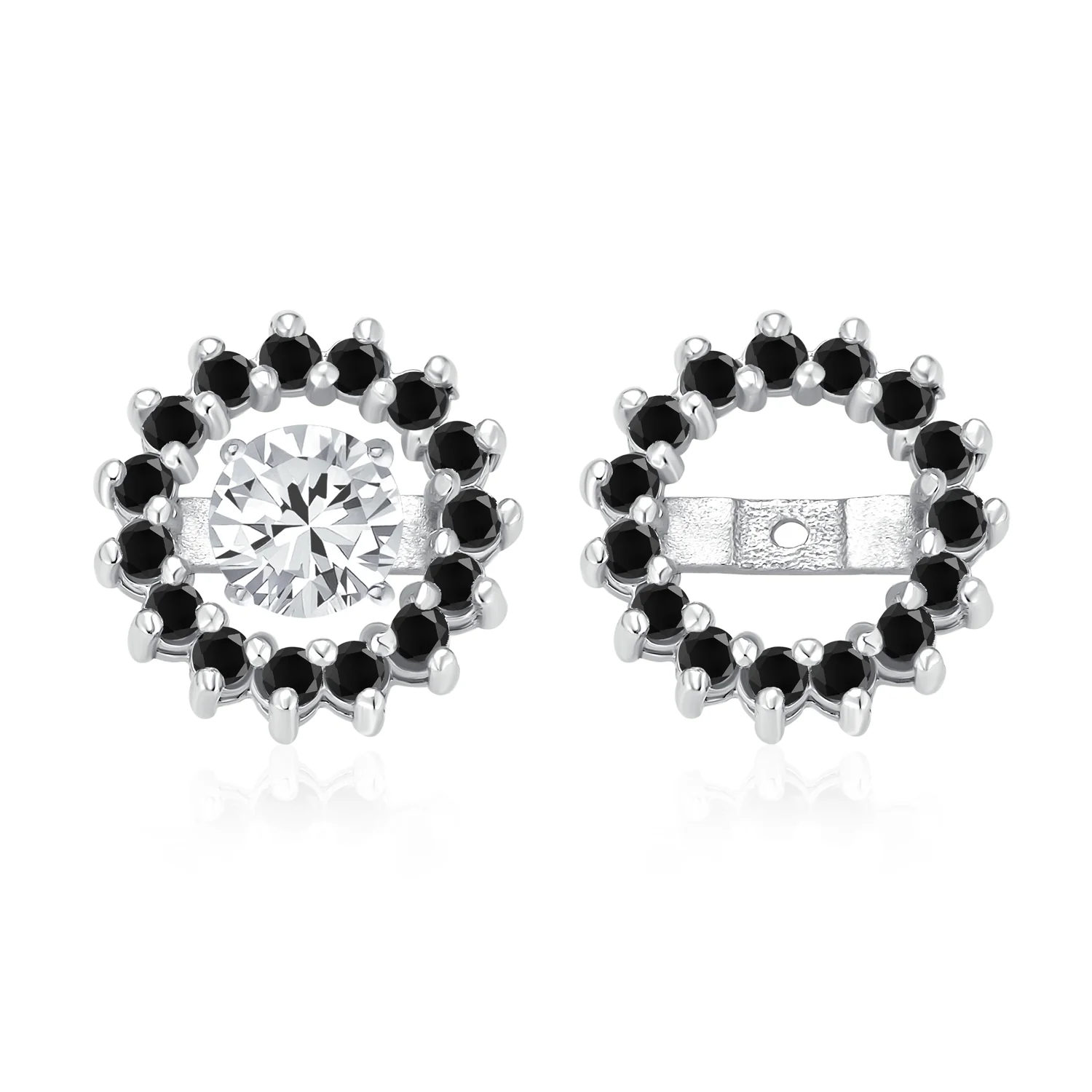 Removable CZ Cubic Zirconia Halo Earring Jackets for Studs .925 Sterling Silver - Image 2