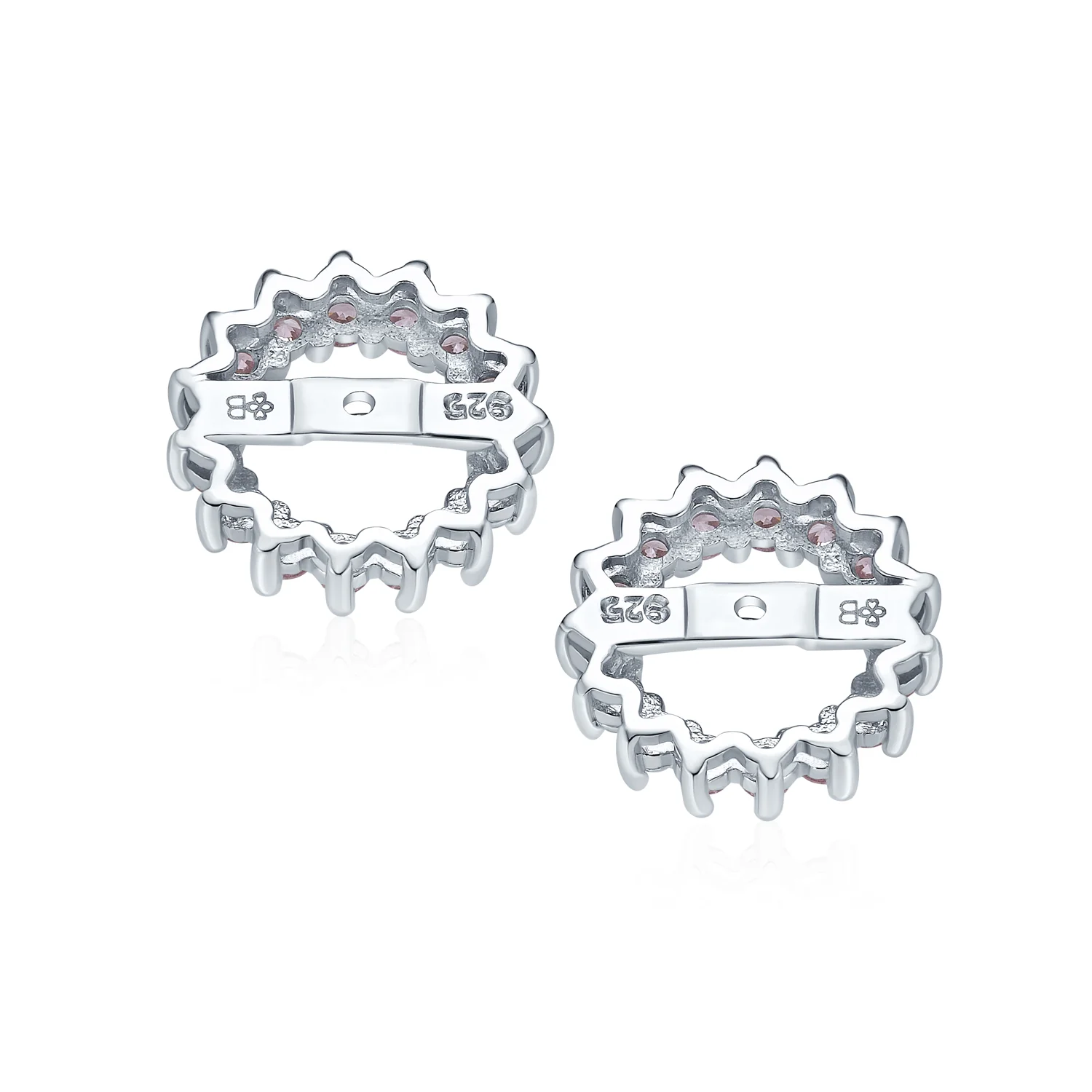 Removable CZ Cubic Zirconia Halo Earring Jackets for Studs .925 Sterling Silver - Image 21