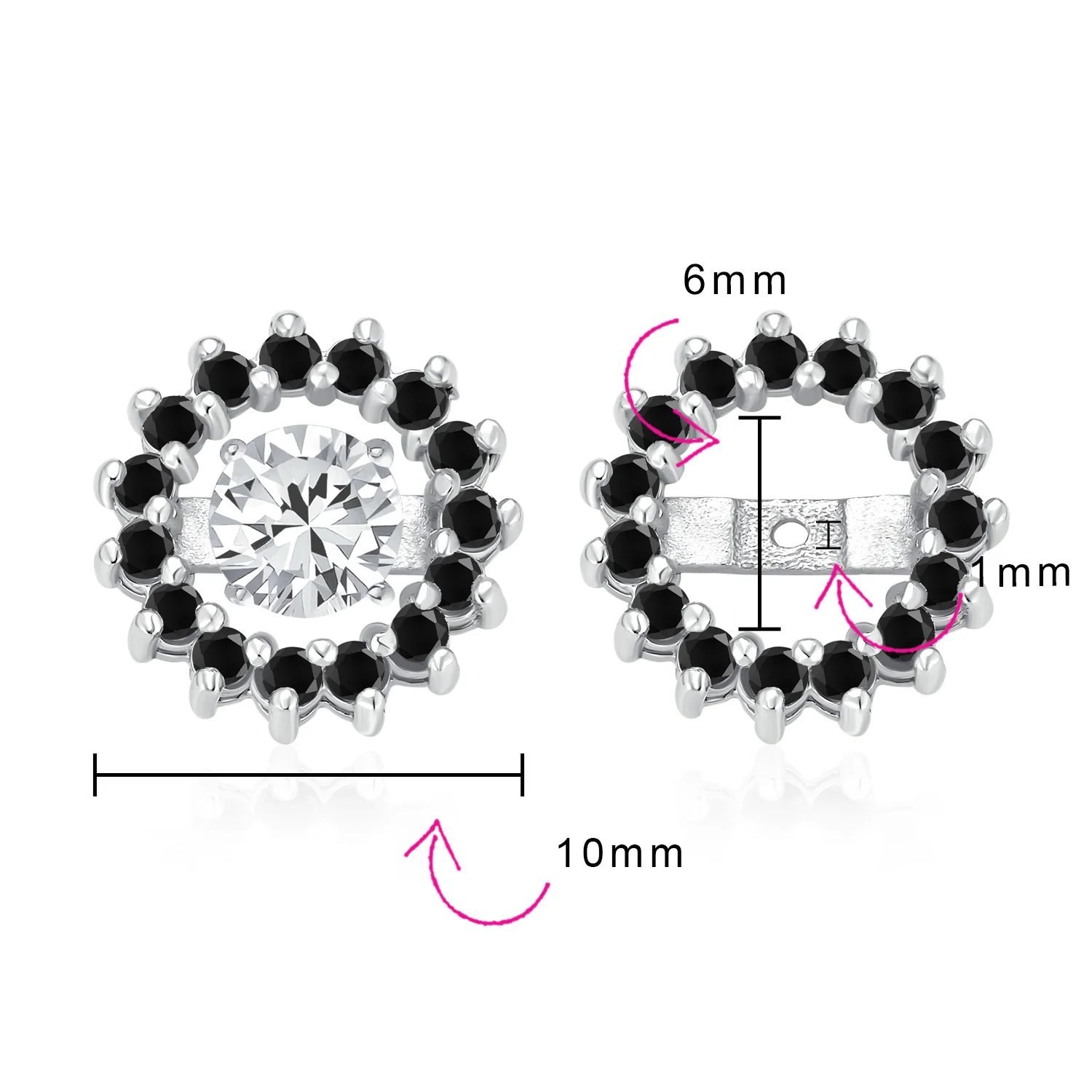 Removable CZ Cubic Zirconia Halo Earring Jackets for Studs .925 Sterling Silver - Image 26