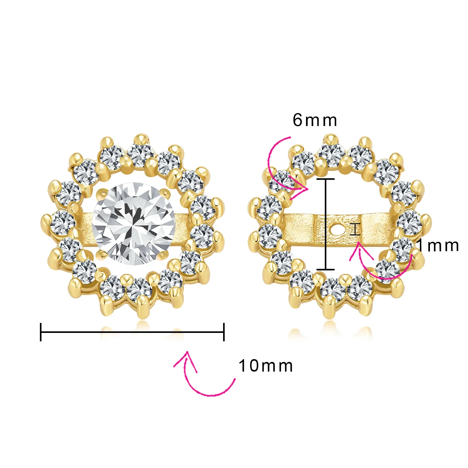 Removable CZ Cubic Zirconia Halo Earring Jackets for Studs .925 Sterling Silver - Image 27