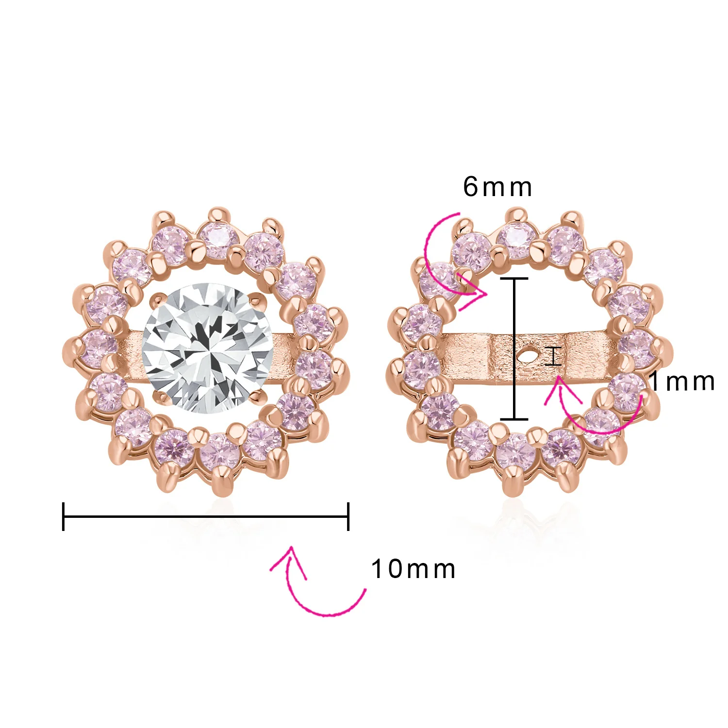 Removable CZ Cubic Zirconia Halo Earring Jackets for Studs .925 Sterling Silver - Image 28