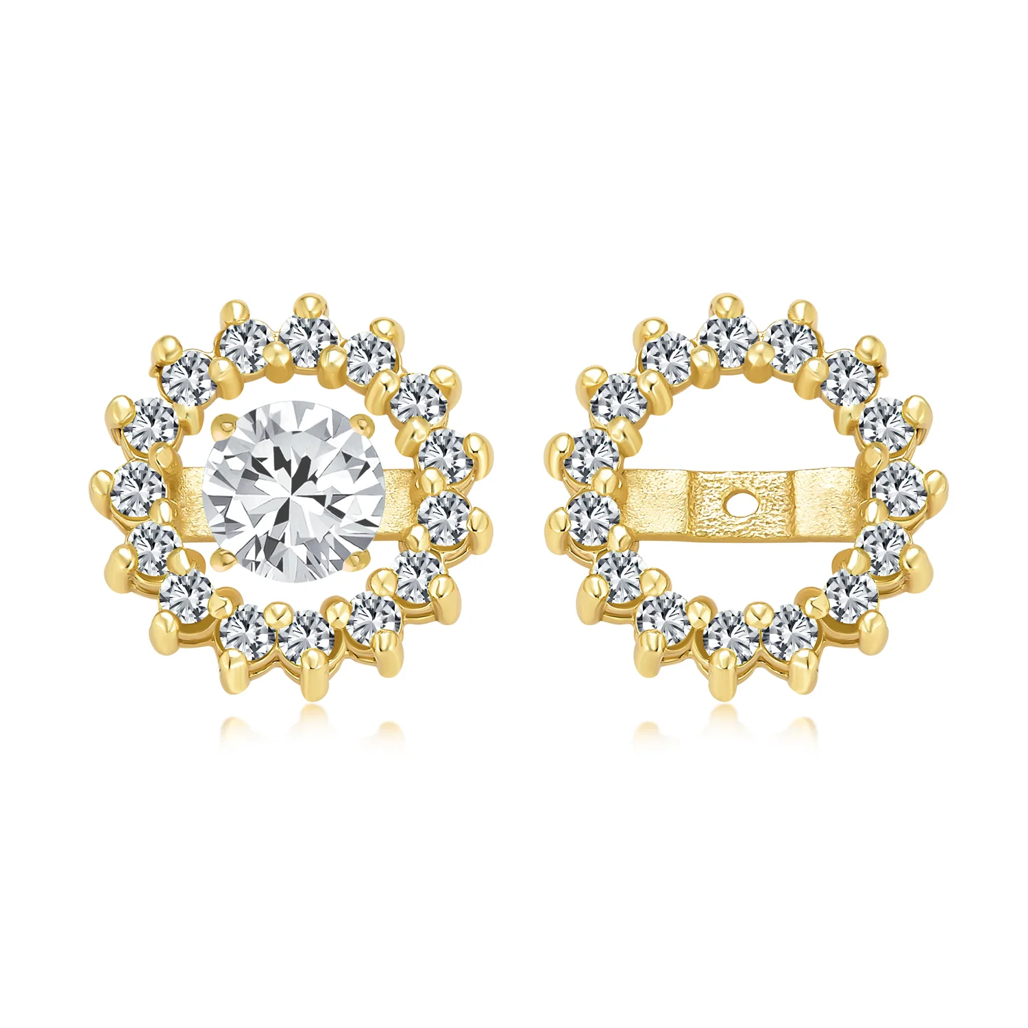 Removable CZ Cubic Zirconia Halo Earring Jackets for Studs .925 Sterling Silver - Image 3