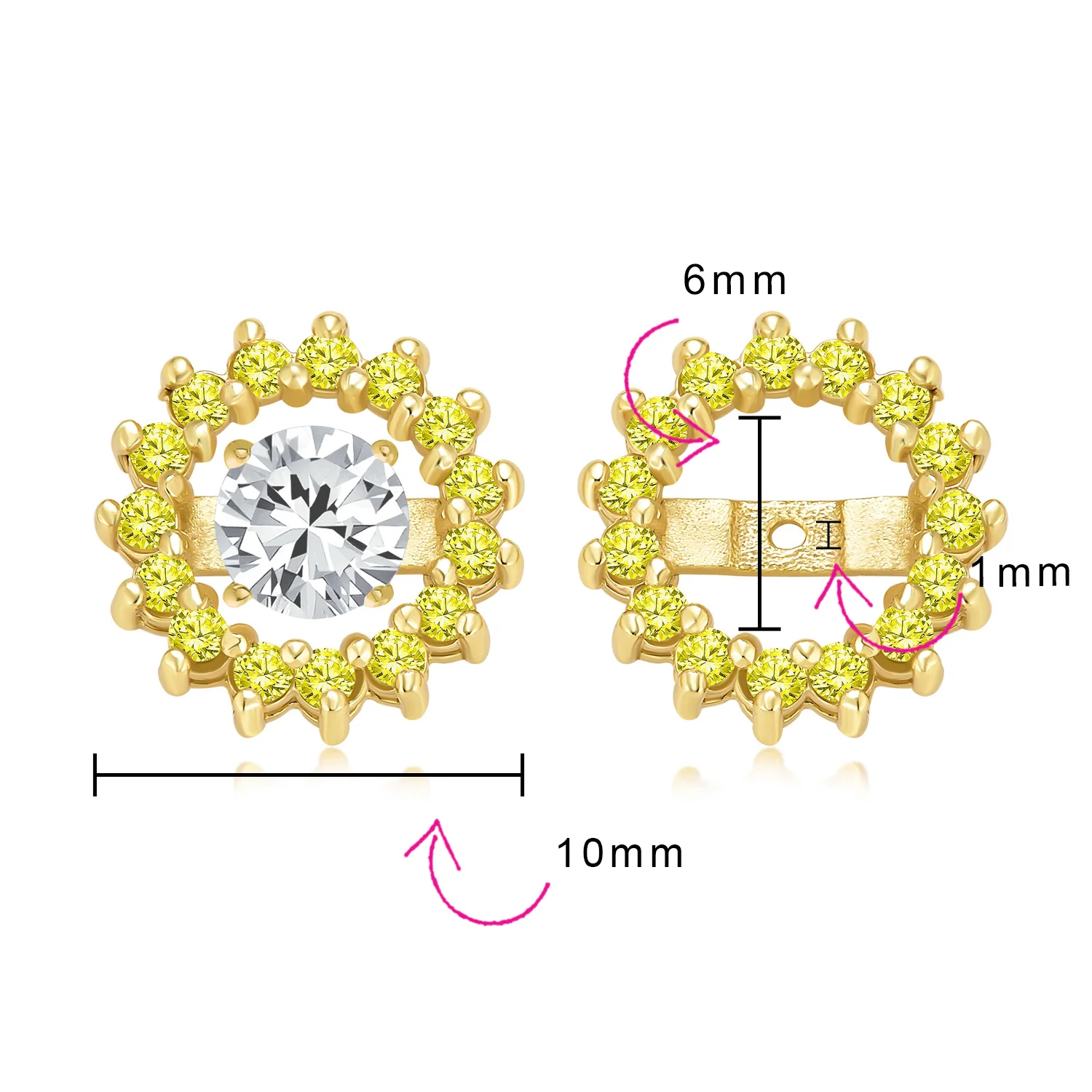 Removable CZ Cubic Zirconia Halo Earring Jackets for Studs .925 Sterling Silver - Image 30