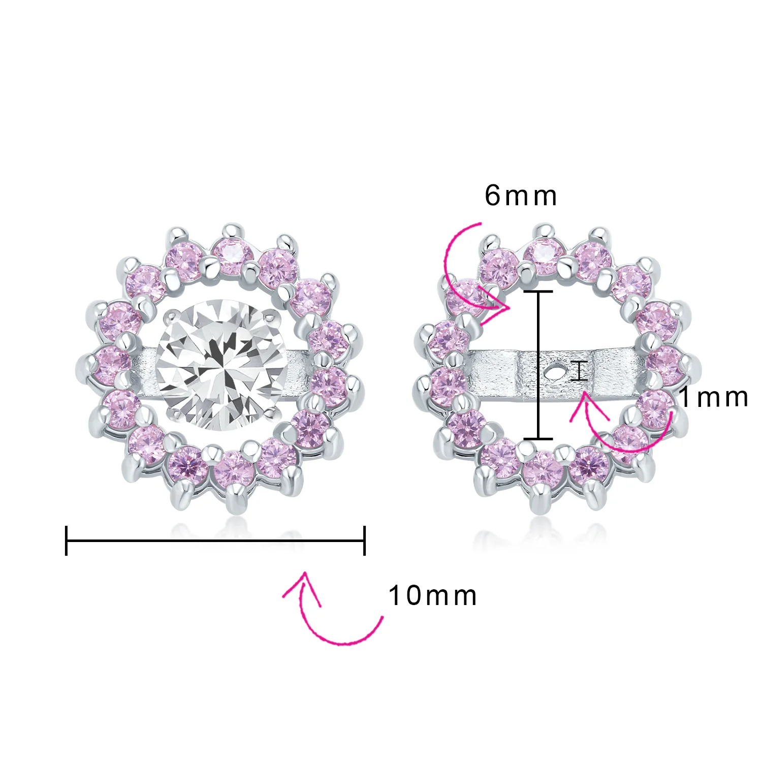 Removable CZ Cubic Zirconia Halo Earring Jackets for Studs .925 Sterling Silver - Image 31