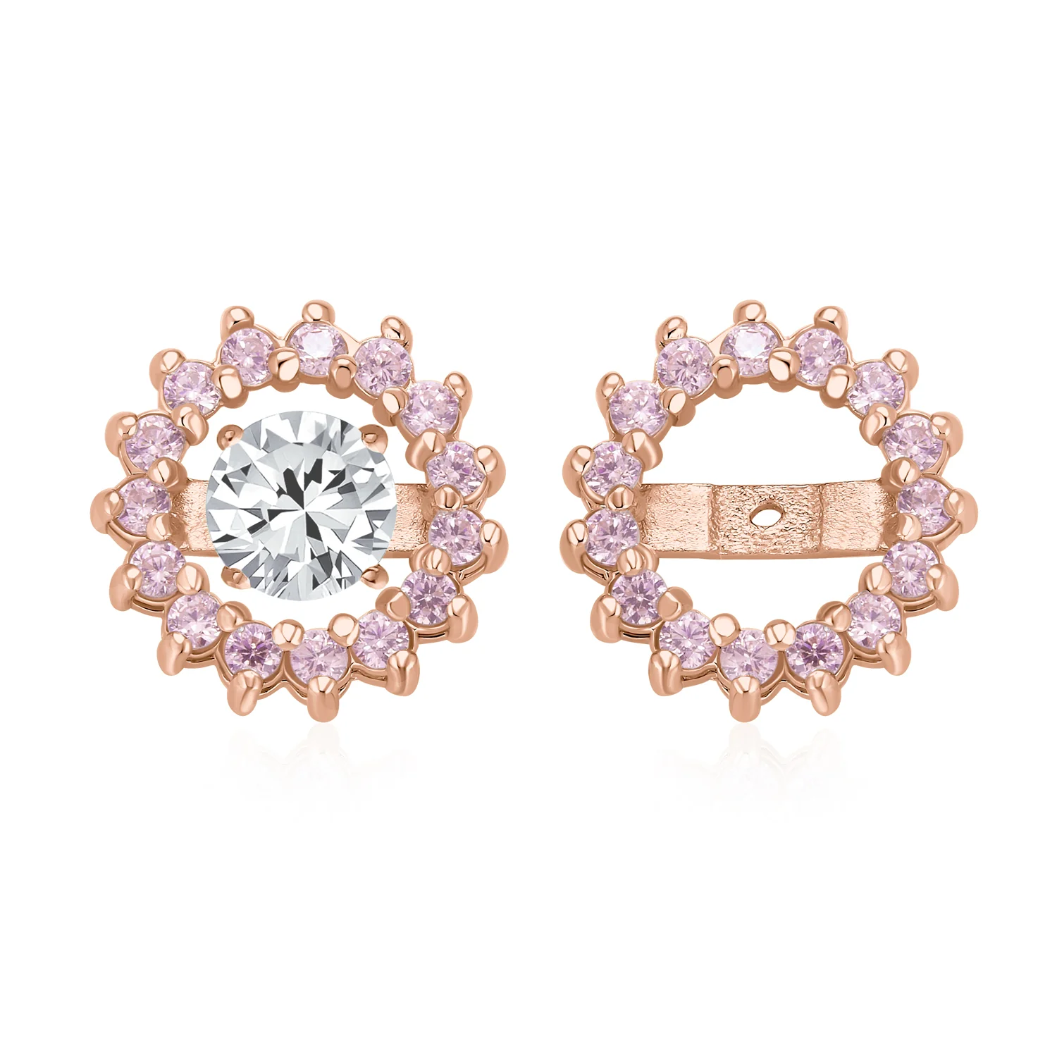 Removable CZ Cubic Zirconia Halo Earring Jackets for Studs .925 Sterling Silver - Image 4