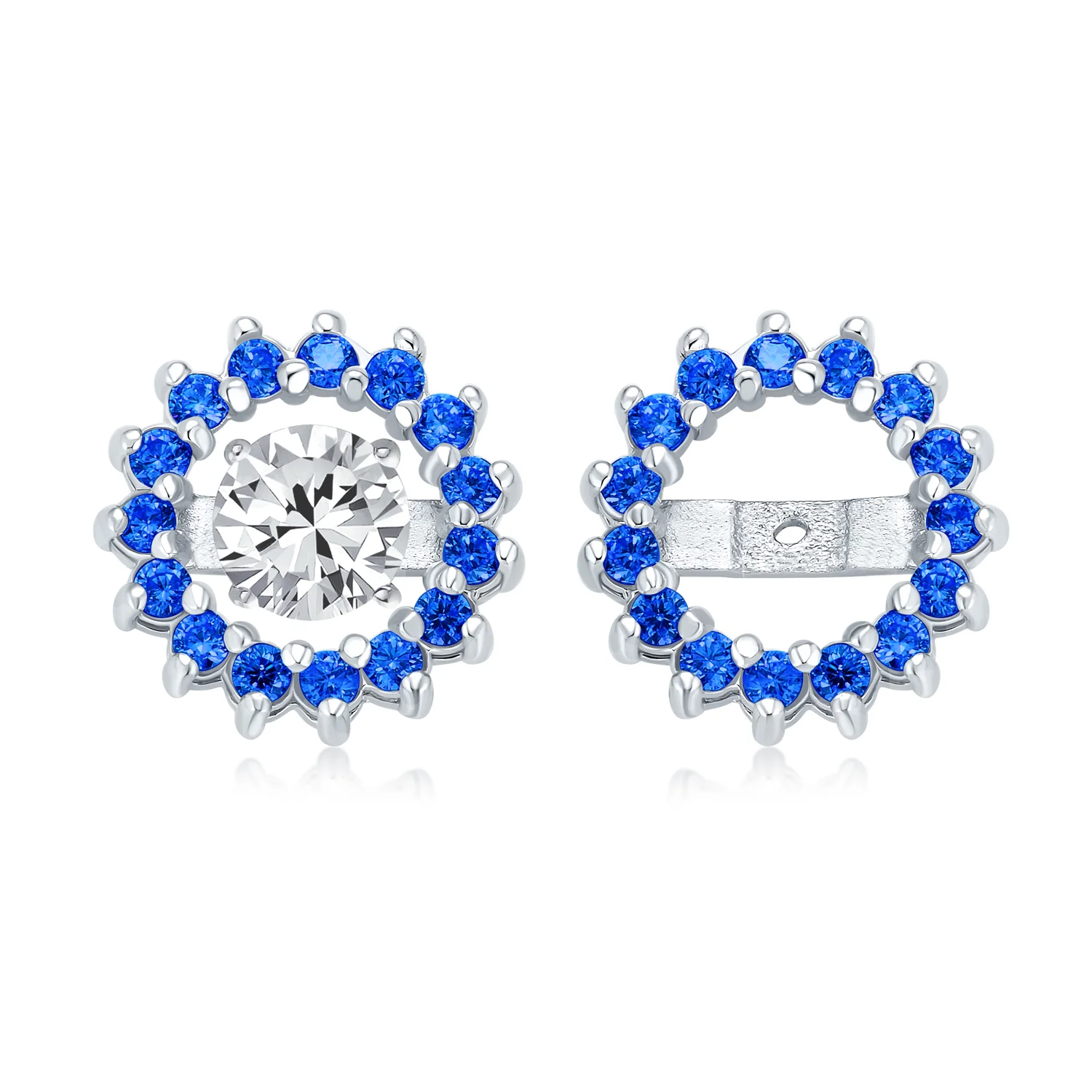 Removable CZ Cubic Zirconia Halo Earring Jackets for Studs .925 Sterling Silver - Image 5
