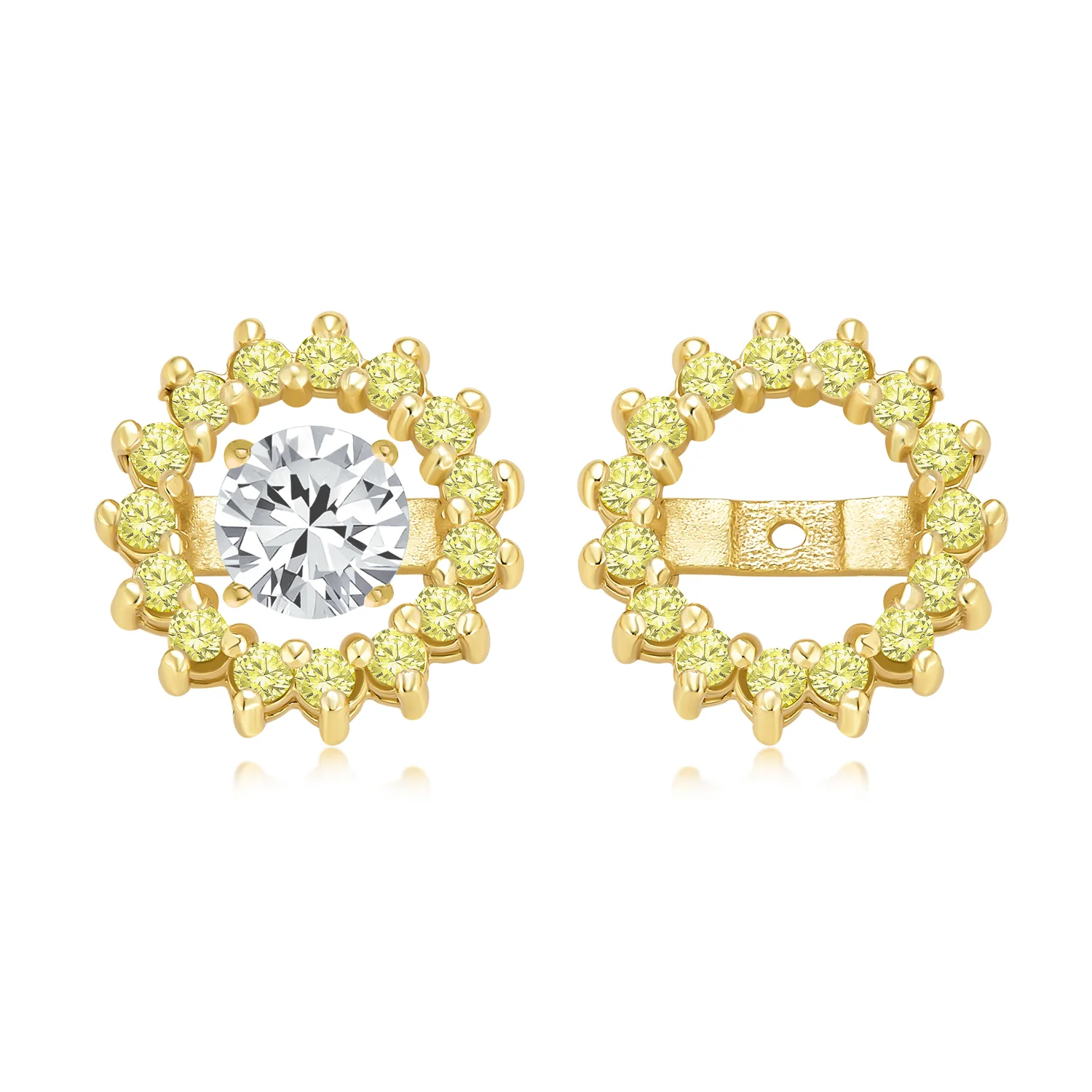Removable CZ Cubic Zirconia Halo Earring Jackets for Studs .925 Sterling Silver - Image 6