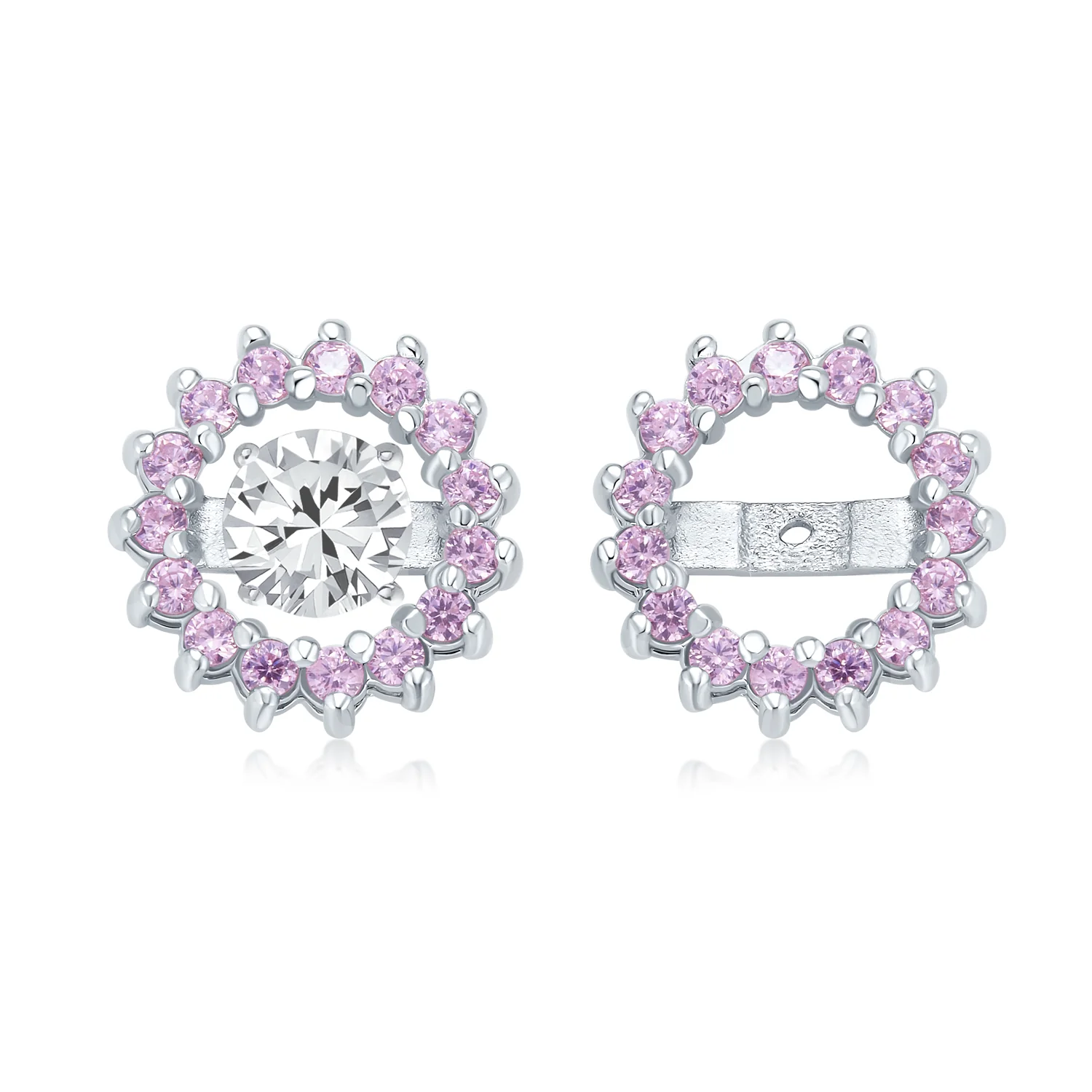 Removable CZ Cubic Zirconia Halo Earring Jackets for Studs .925 Sterling Silver - Image 7