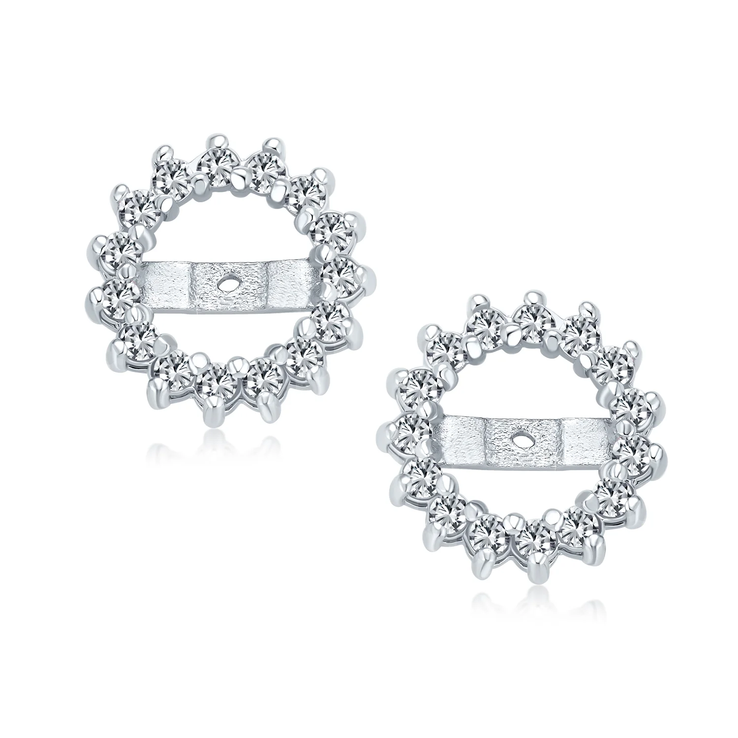 Removable CZ Cubic Zirconia Halo Earring Jackets for Studs .925 Sterling Silver - Image 8