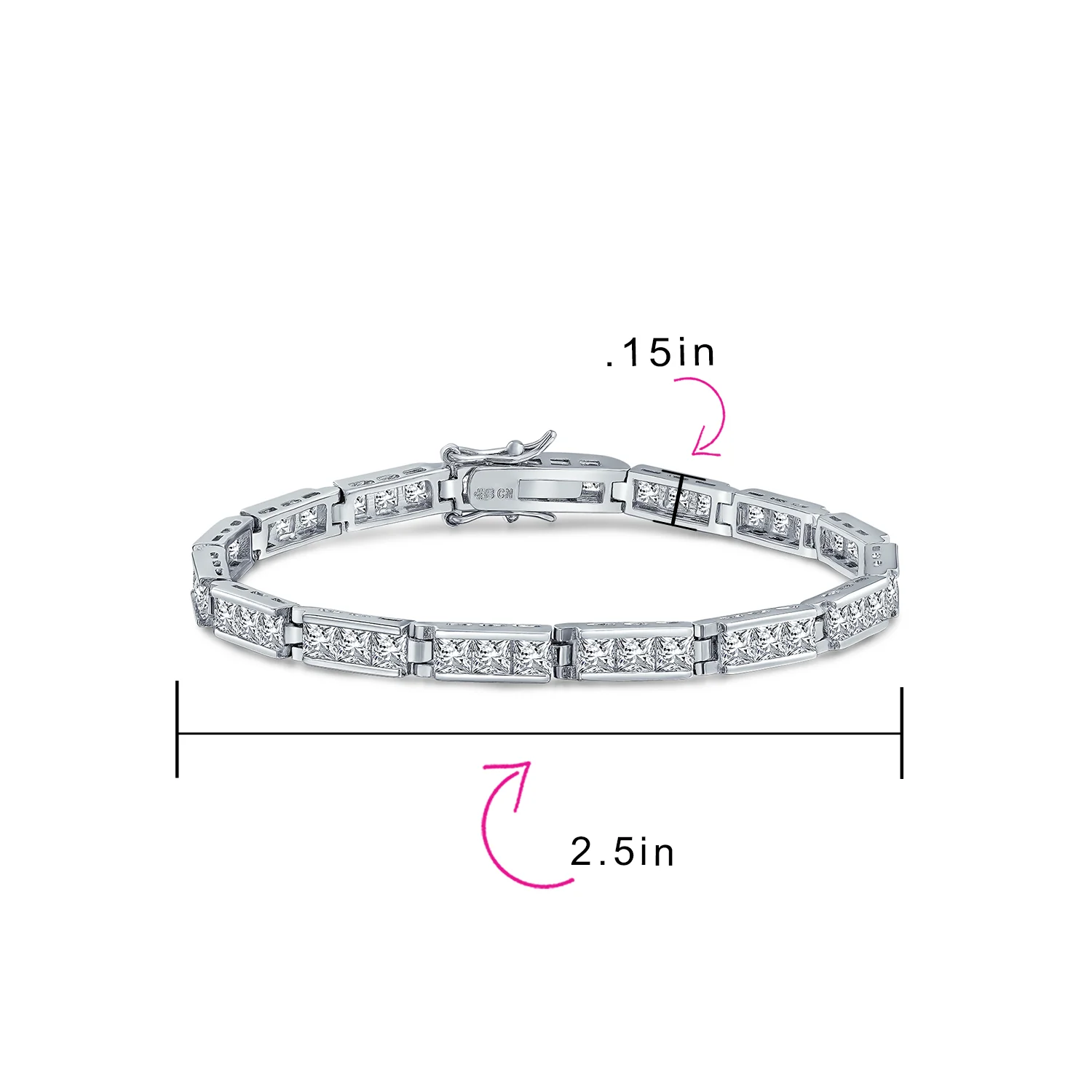 Cubic Zirconia Princess Cut CZ Tennis Bracelet for Bridal and Prom Events - Image 3