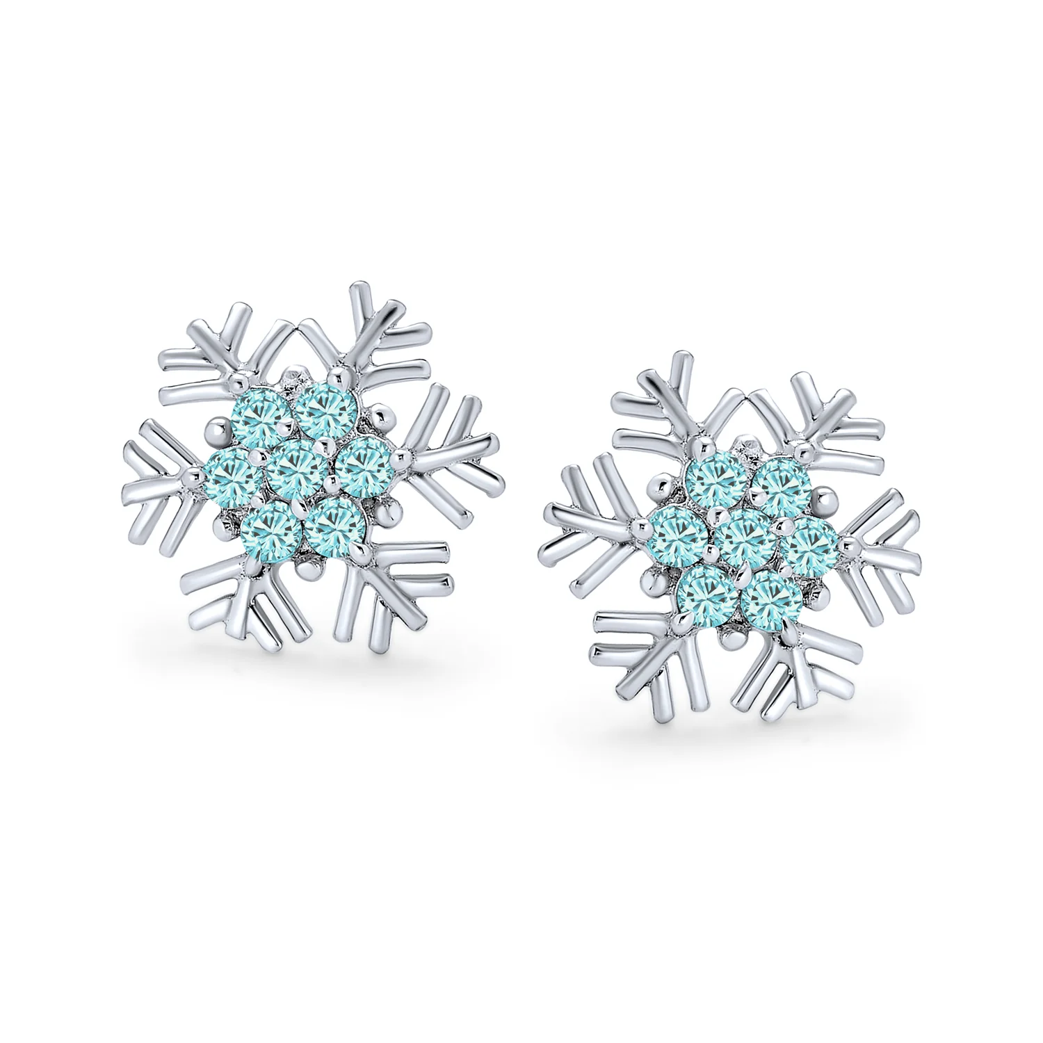 Cubic Zirconia Snowflake CZ Stud Earrings, Sterling Silver for Holiday Parties - Image 4