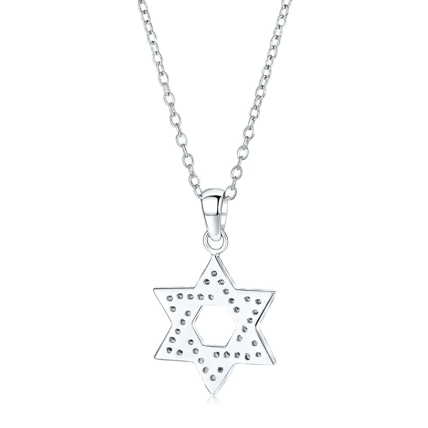 Cubic Zirconia Star of David Pendant Necklace 14K Gold Plated Silver Jewish Gift - Image 4