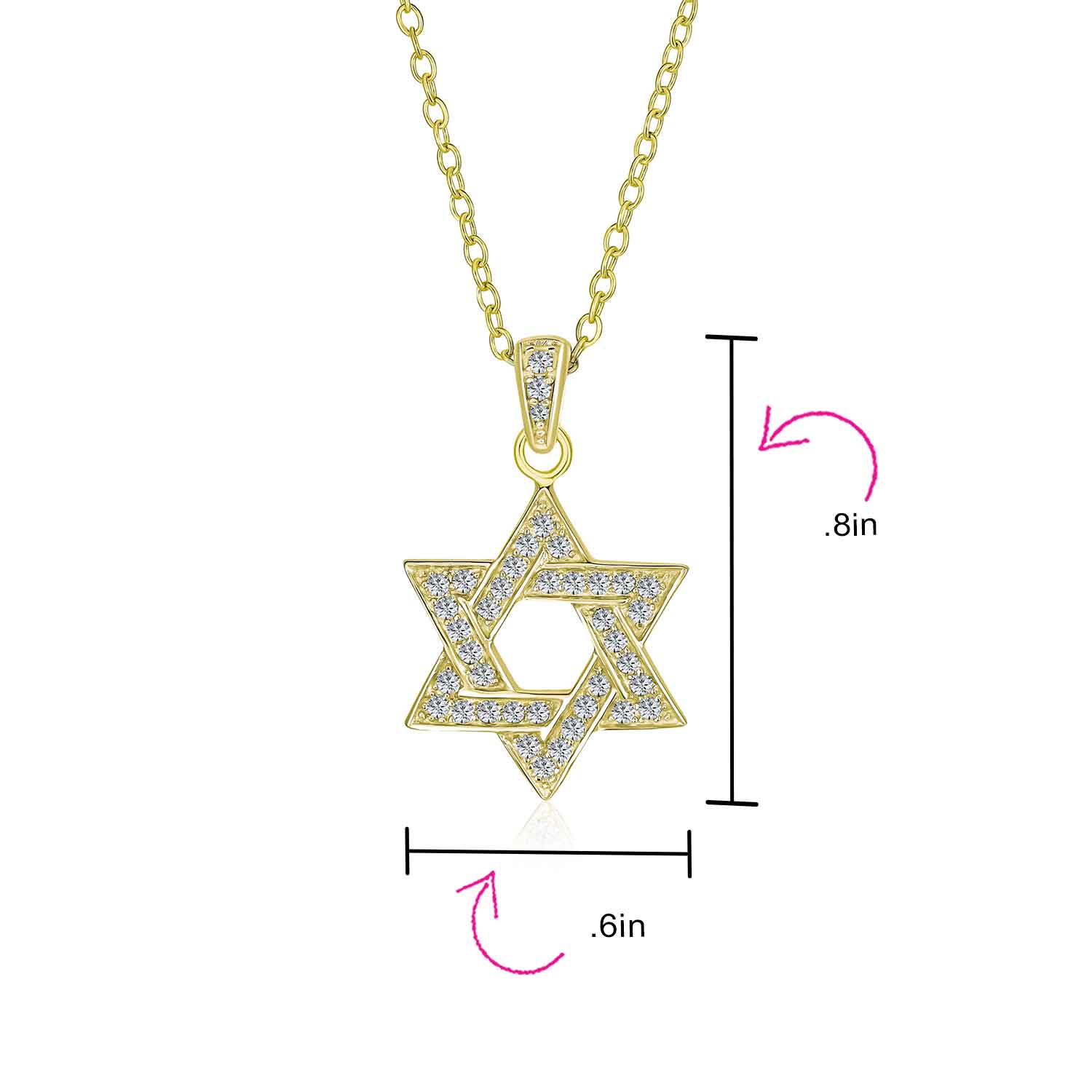 Cubic Zirconia Star of David Pendant Necklace 14K Gold Plated Silver Jewish Gift - Image 7