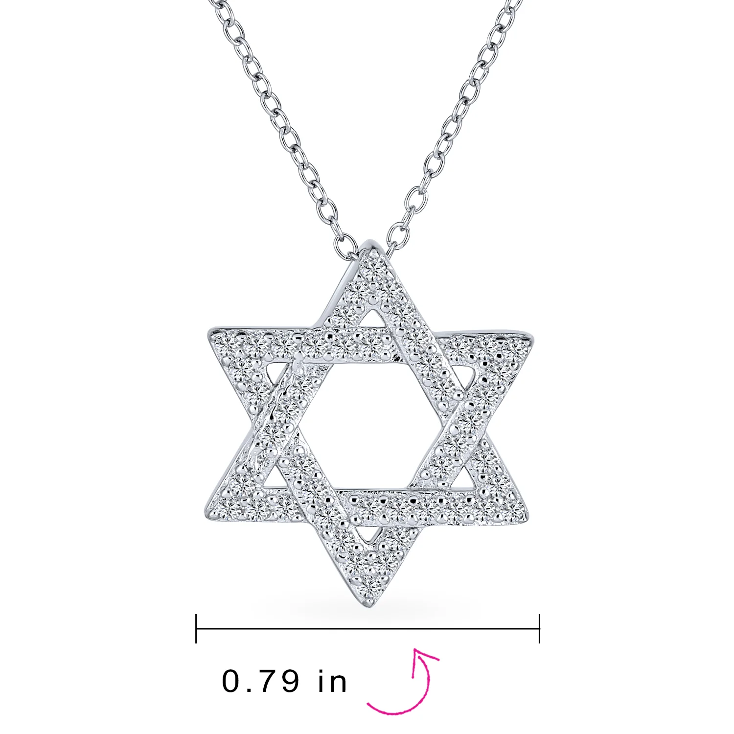 Cubic Zirconia CZ Pave Judaica Star Of David Pendant Necklace Sterling Silver - Image 4