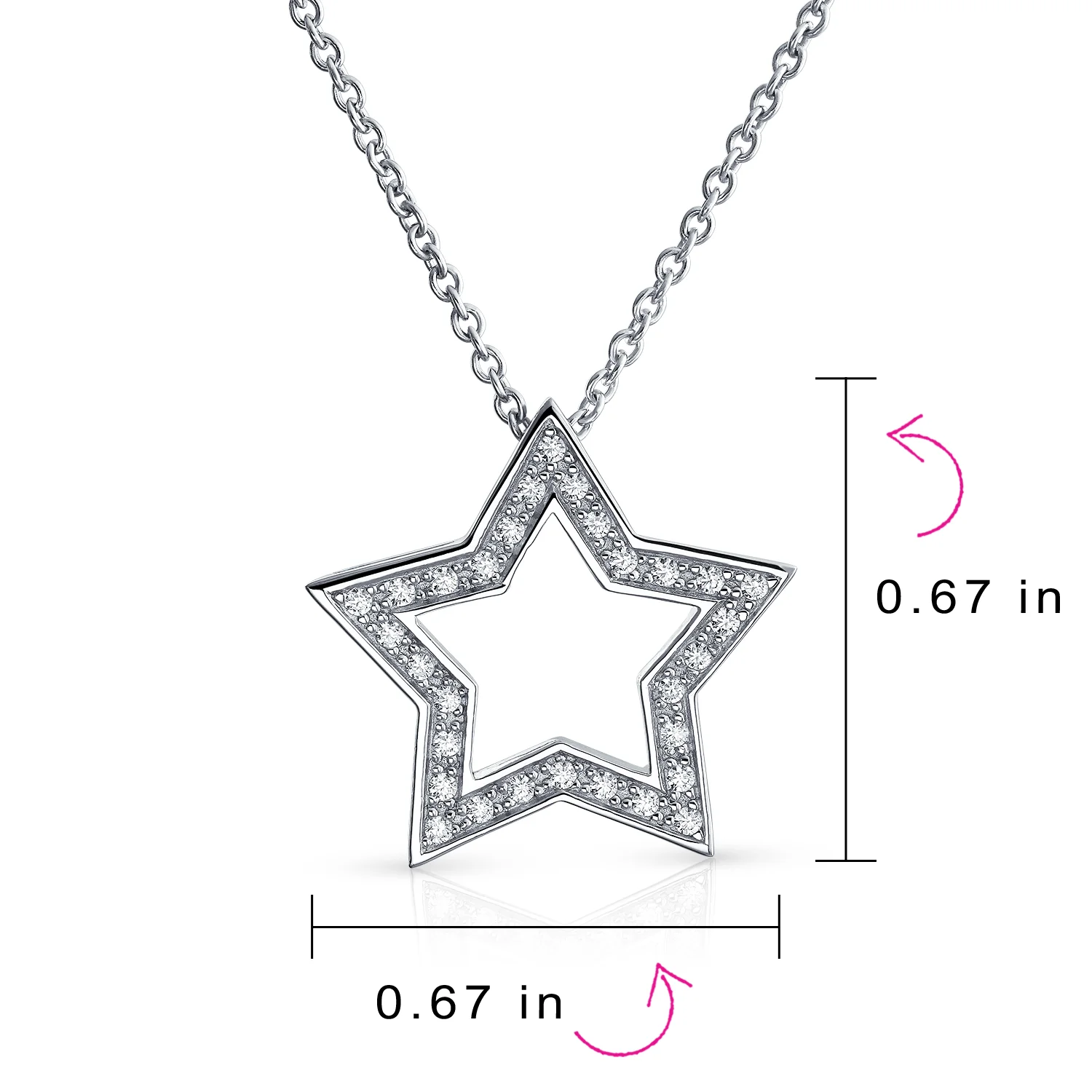 Patriotic American Celestial Open STAR Pendant Necklace Pave Cubic Zirconia CZ .925 Sterling Silver - Image 4