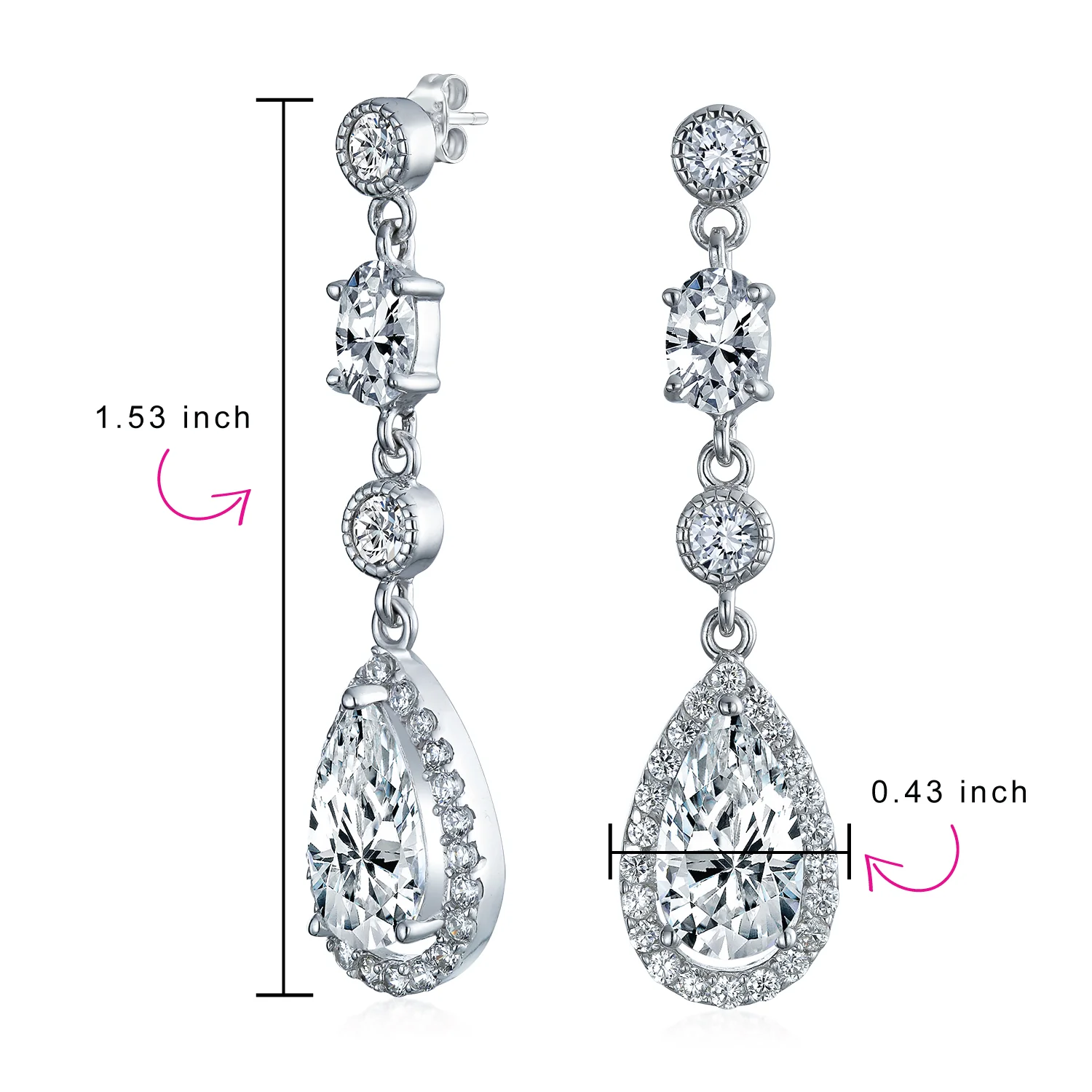 Cocktail Fashion Bridal Fashion Cubic Zirconia Halo CZ Large Statement Teardrop Chandelier Earrings - Image 3