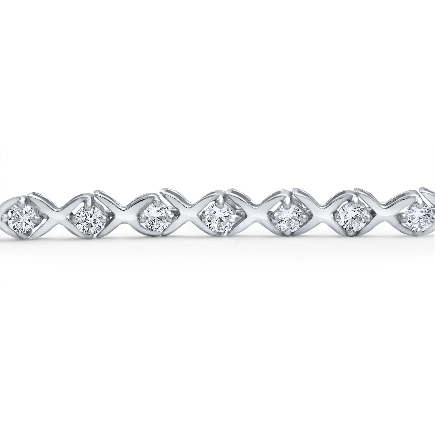 Cubic Zirconia Hugs & Kisses XO Design CZ Tennis Bracelet .925 Sterling Silver - Image 3