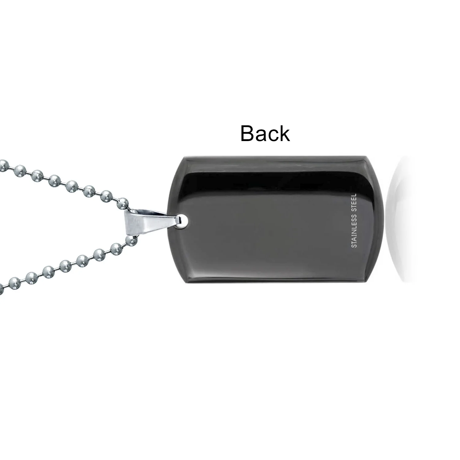 CZ Edge Black Dog Tag Pendant Necklace for Men Stainless Steel 24" Bead Chain - Image 6