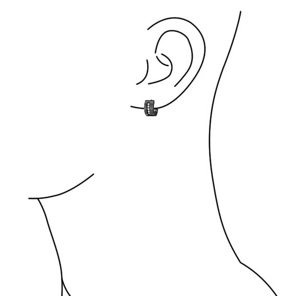 Channel Set CZ Huggies Mini Hoop Earrings Row Gold or Black Stainless Steel - Image 10