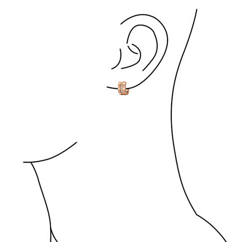 Channel Set CZ Huggies Mini Hoop Earrings Row Gold or Black Stainless Steel - Image 11